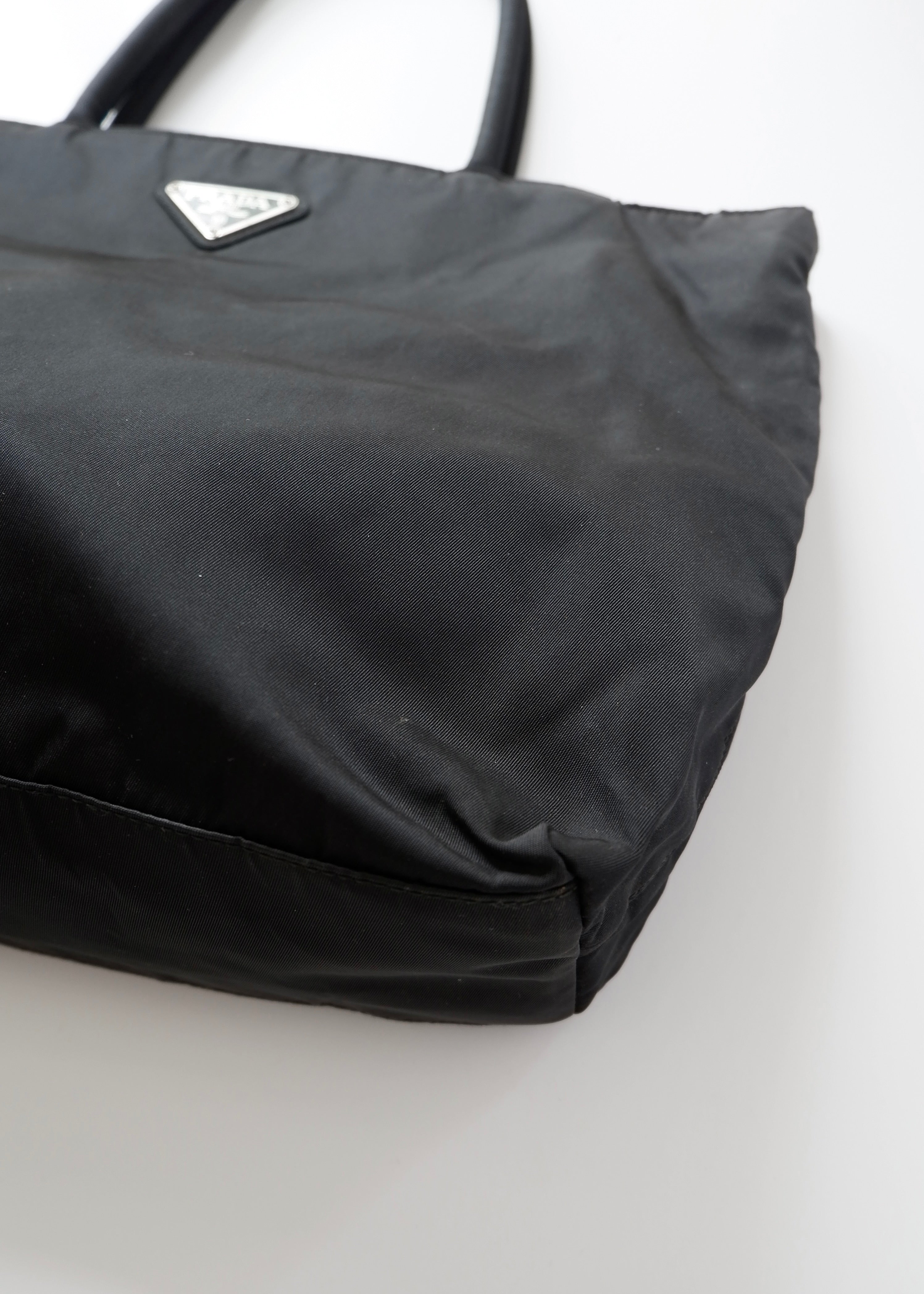 Authentic Prewned Prada Black Nylon Top Handle Handbag