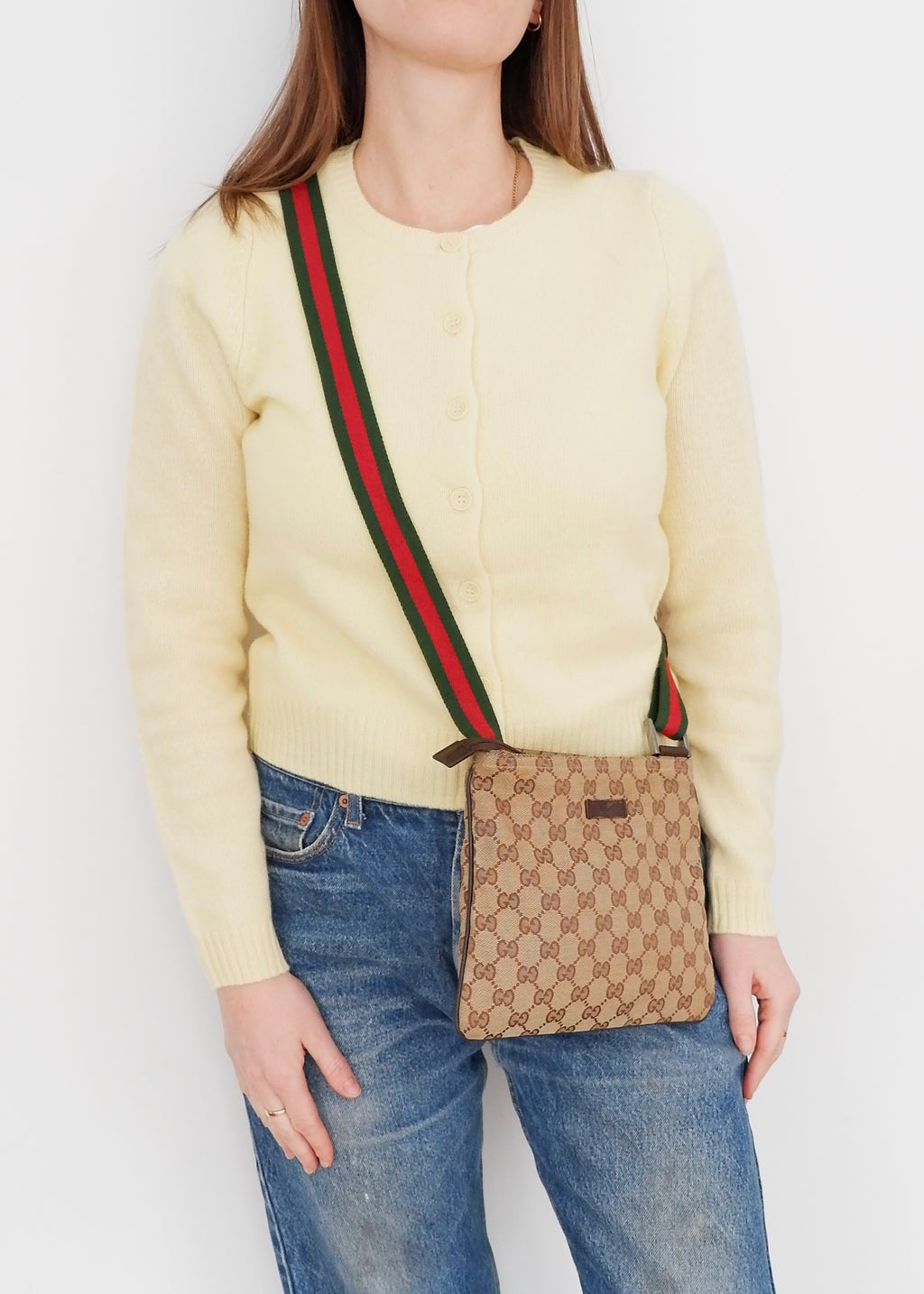 Authentic Preowned Gucci GG Canvas Sherry Line Crossbody Bag