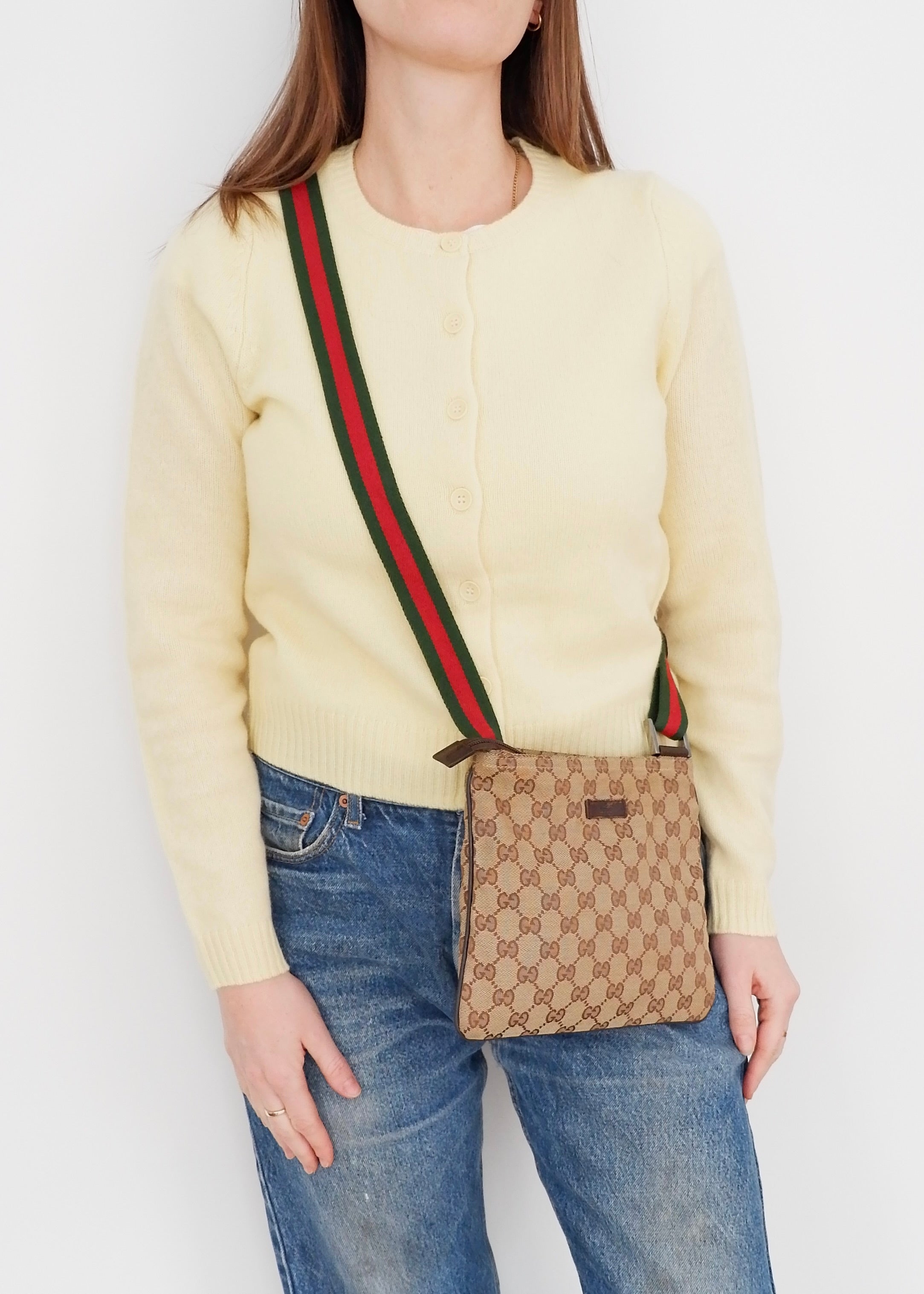Authentic Preowned Gucci GG Canvas Sherry Line Crossbody Bag