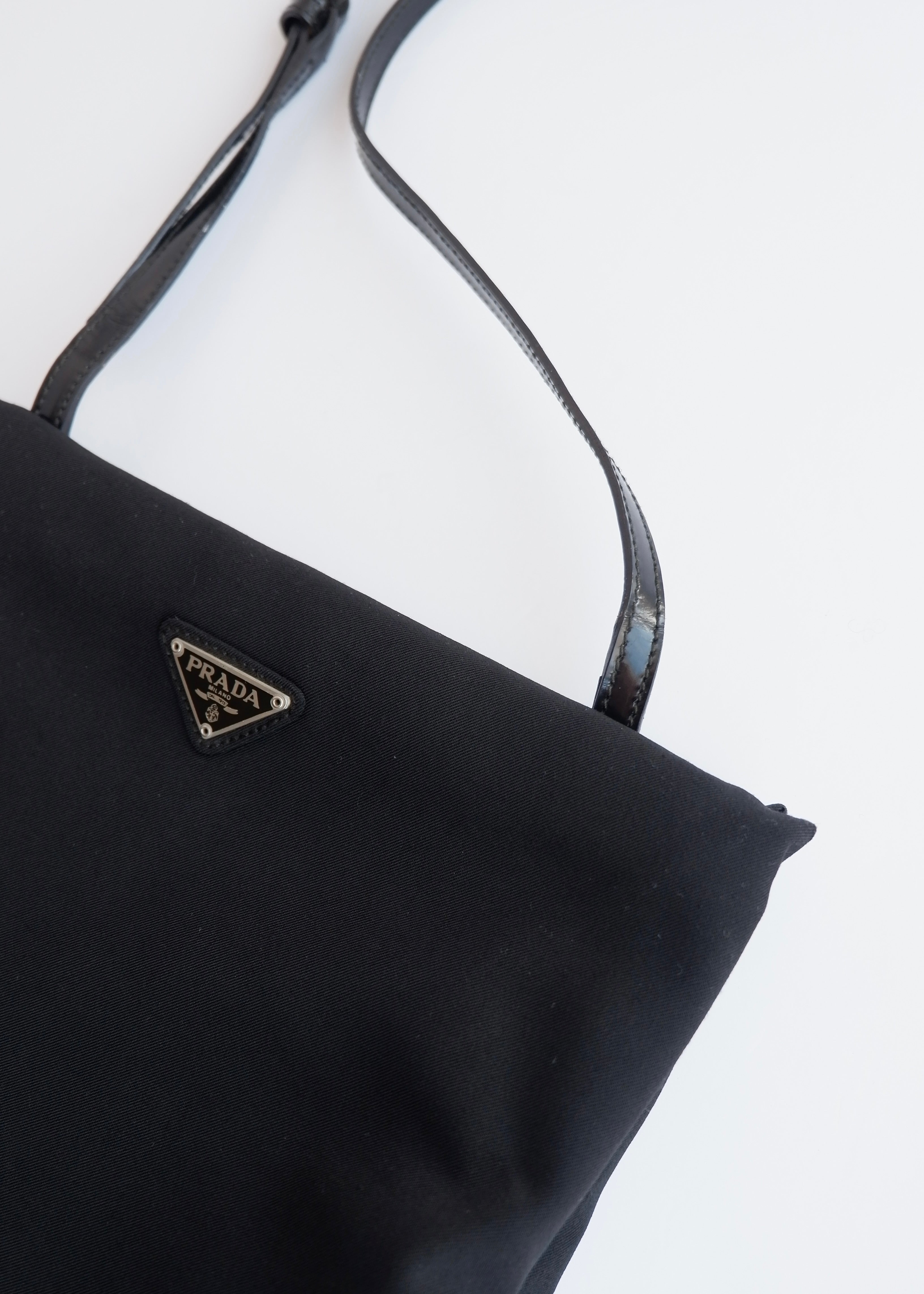 Authentic Preowned Prada Black Fabric Long Strap Kisslock Shoulder Bag