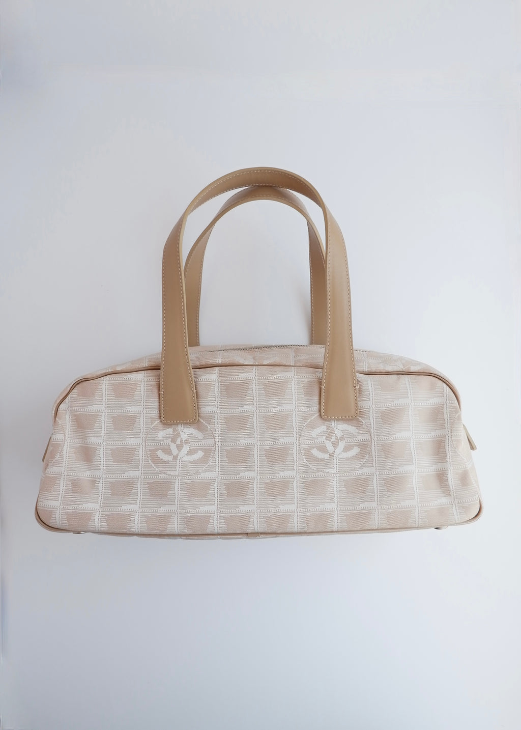 Authentic Preowned Chanel Beige Canvas/Leather New Travel Line Shoulder Bag