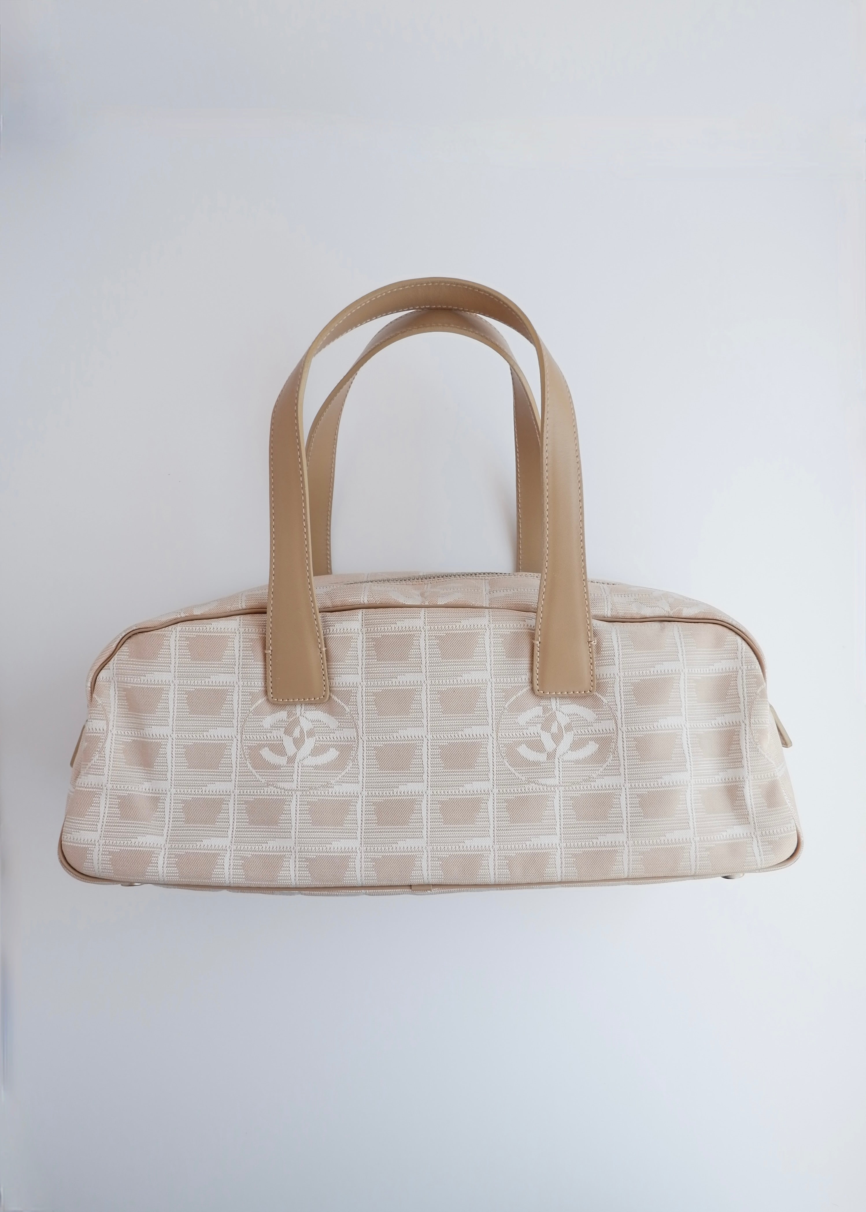 Authentic Preowned Chanel Beige Canvas/Leather New Travel Line Shoulder Bag