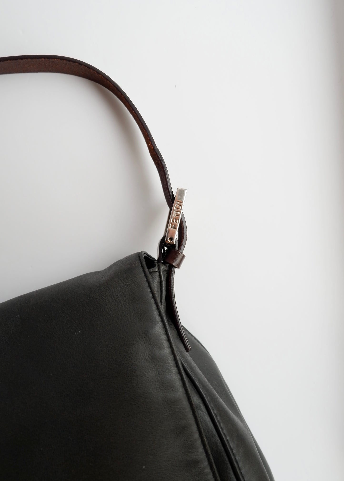 Authentic Preowned Fendi Black/Brown Leather Mamma Baguette Shoulder Bag