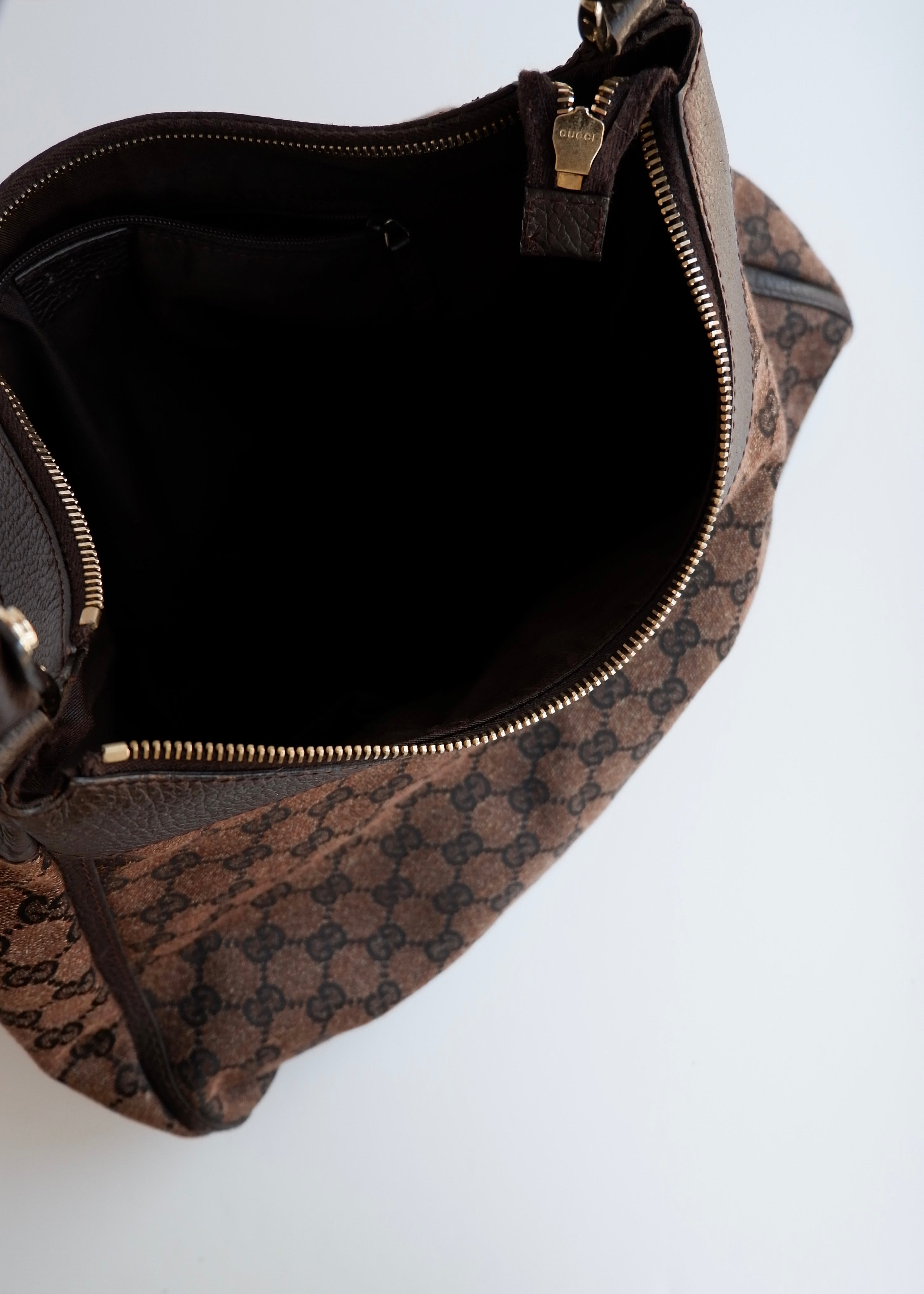 Authentic Preowned Gucci Brown GG Canvas/ Leather Hobo Shoulder Bag