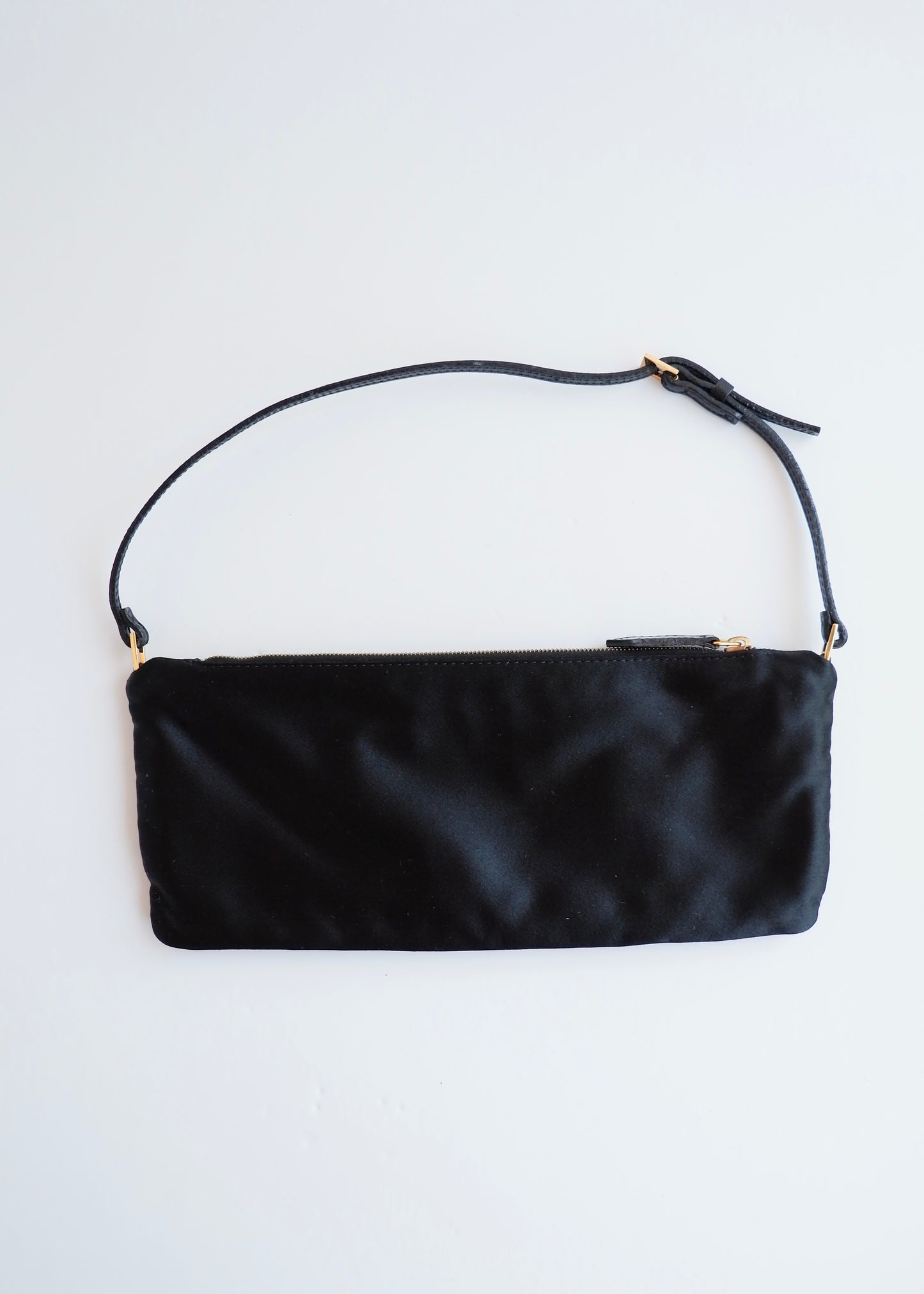 Authentic Preowned Valentino Black Satin Gold Studded Shoulder Bag