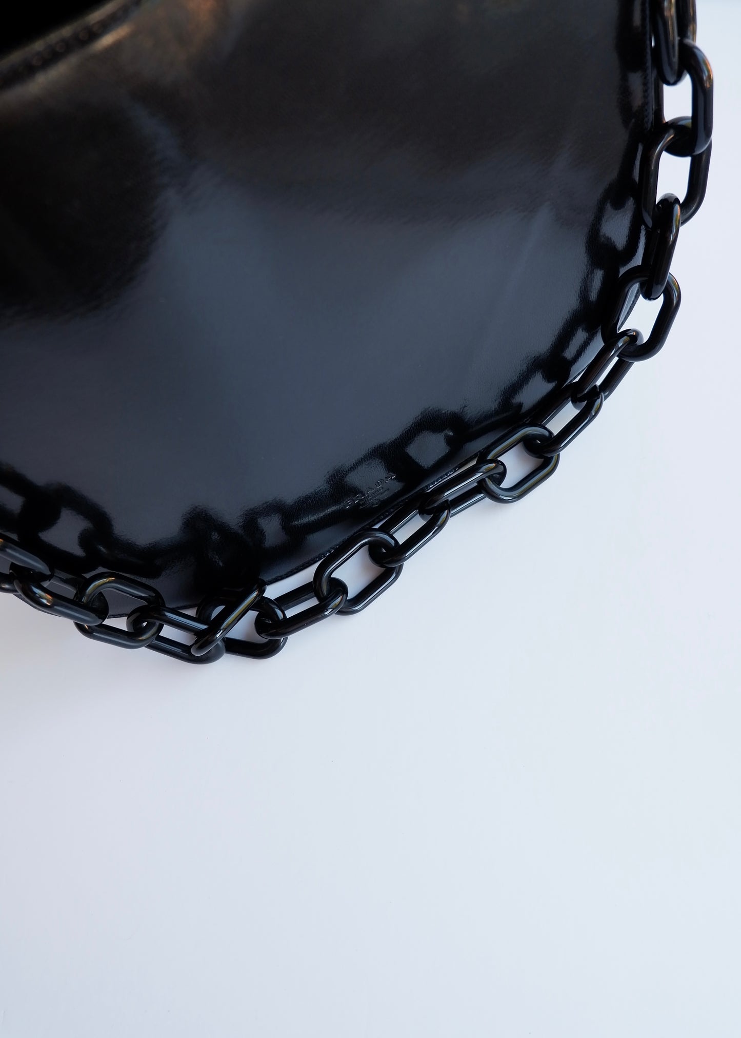 Authentic Preowned Vintage Prada Black Patent Leather Long Chain Shoulder Bag