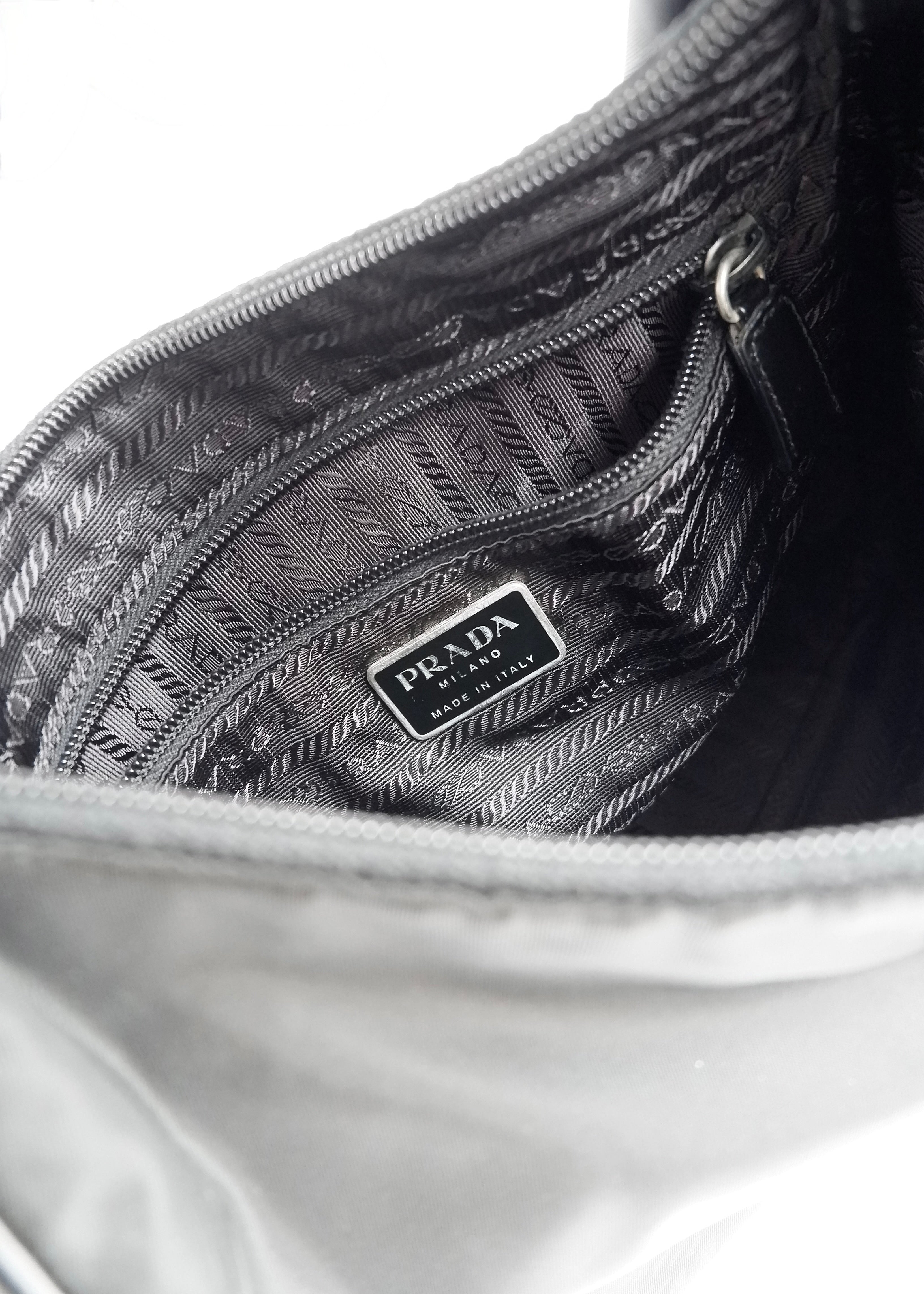 Preowned Prada Black Nylon/ Patent Leather Hobo Shoulder Bag