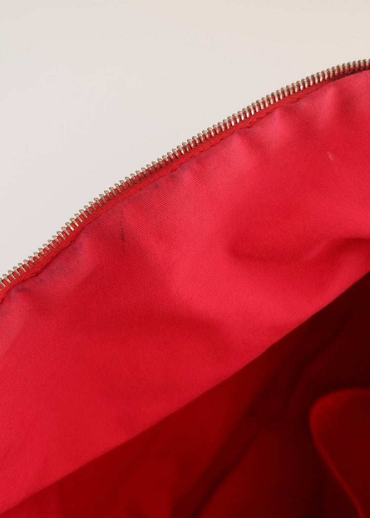 Preowned Hermes Red Canvas Boldie Cosmetic Bag