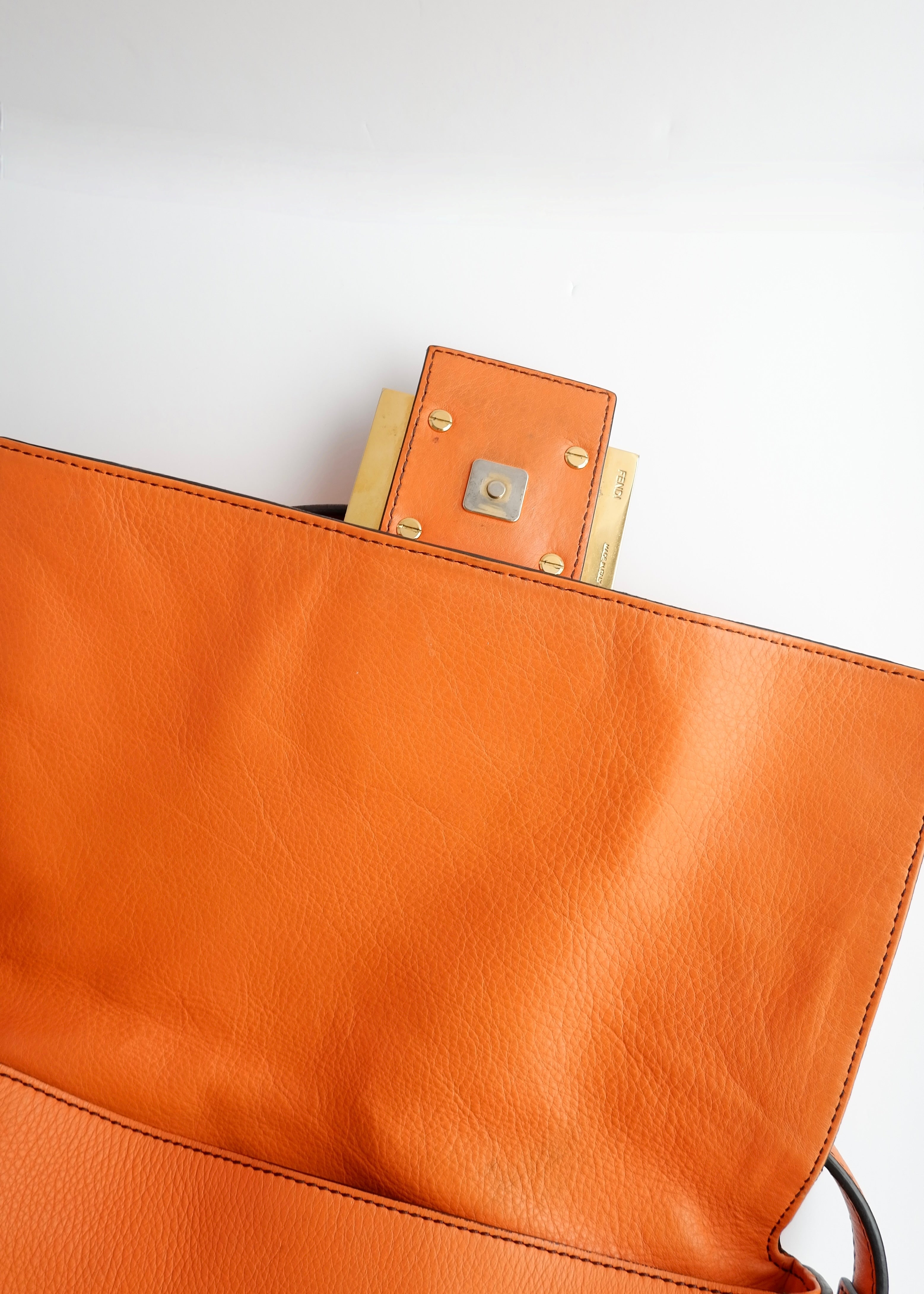 Authentic Preowned Fendi Orange Leather Mamma Baguette