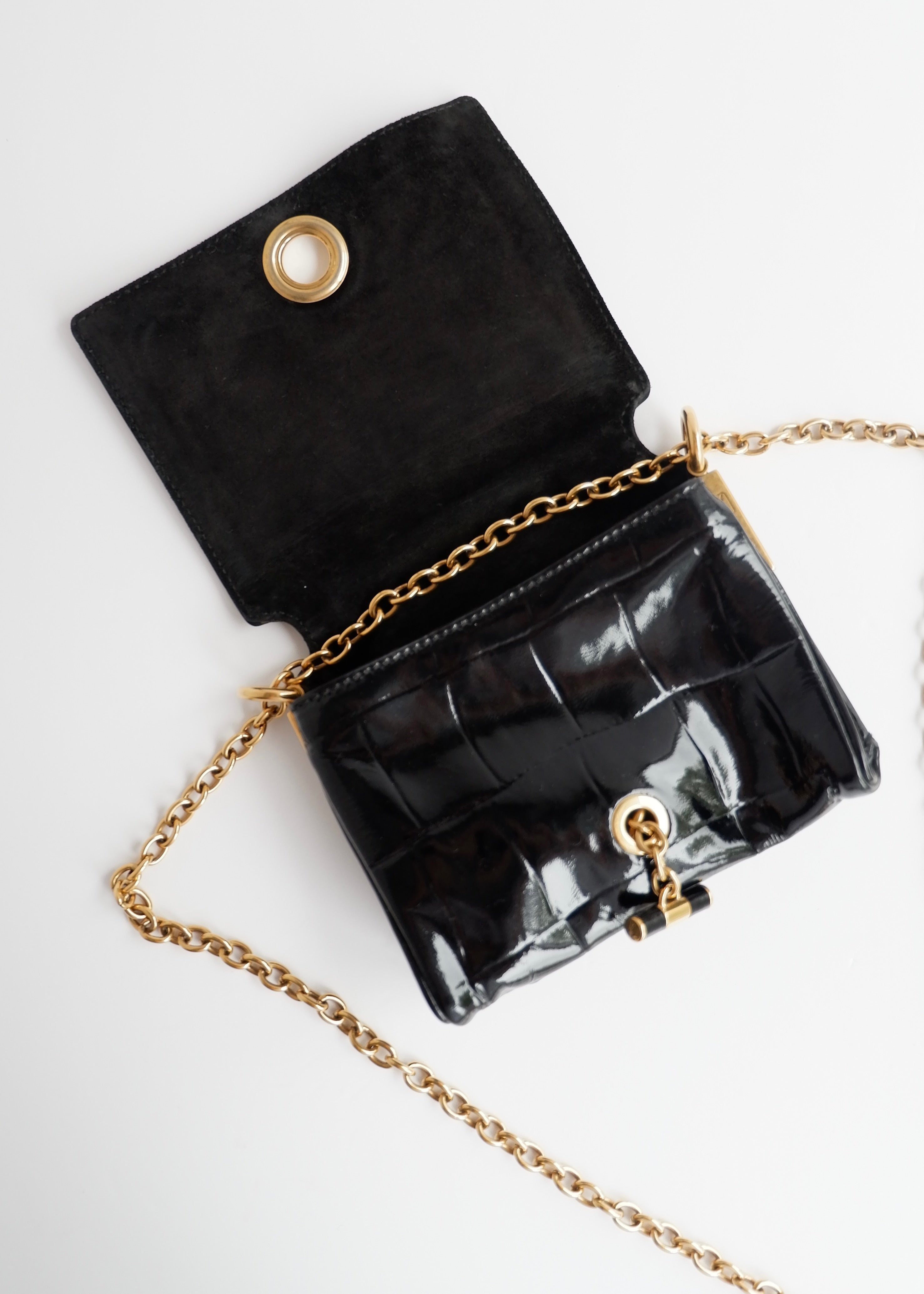 Authentic Preowned Vintage YSL (Yves Saint Laurent) Black Patent Leather Shoulder Bag GHW