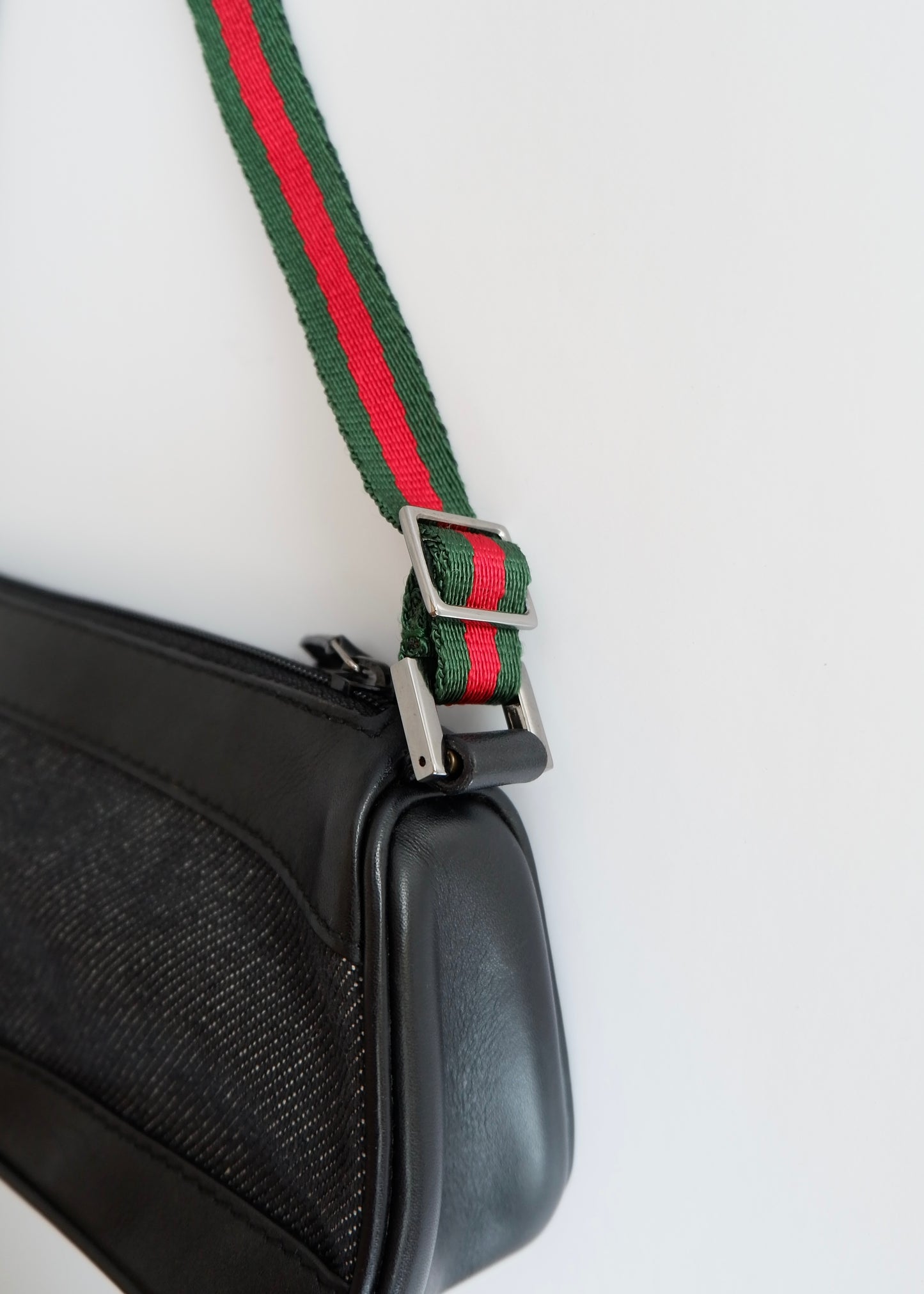 Authentic Preowned Gucci Black Denim/ Leather Sherry Line Micro Shoulder Bag