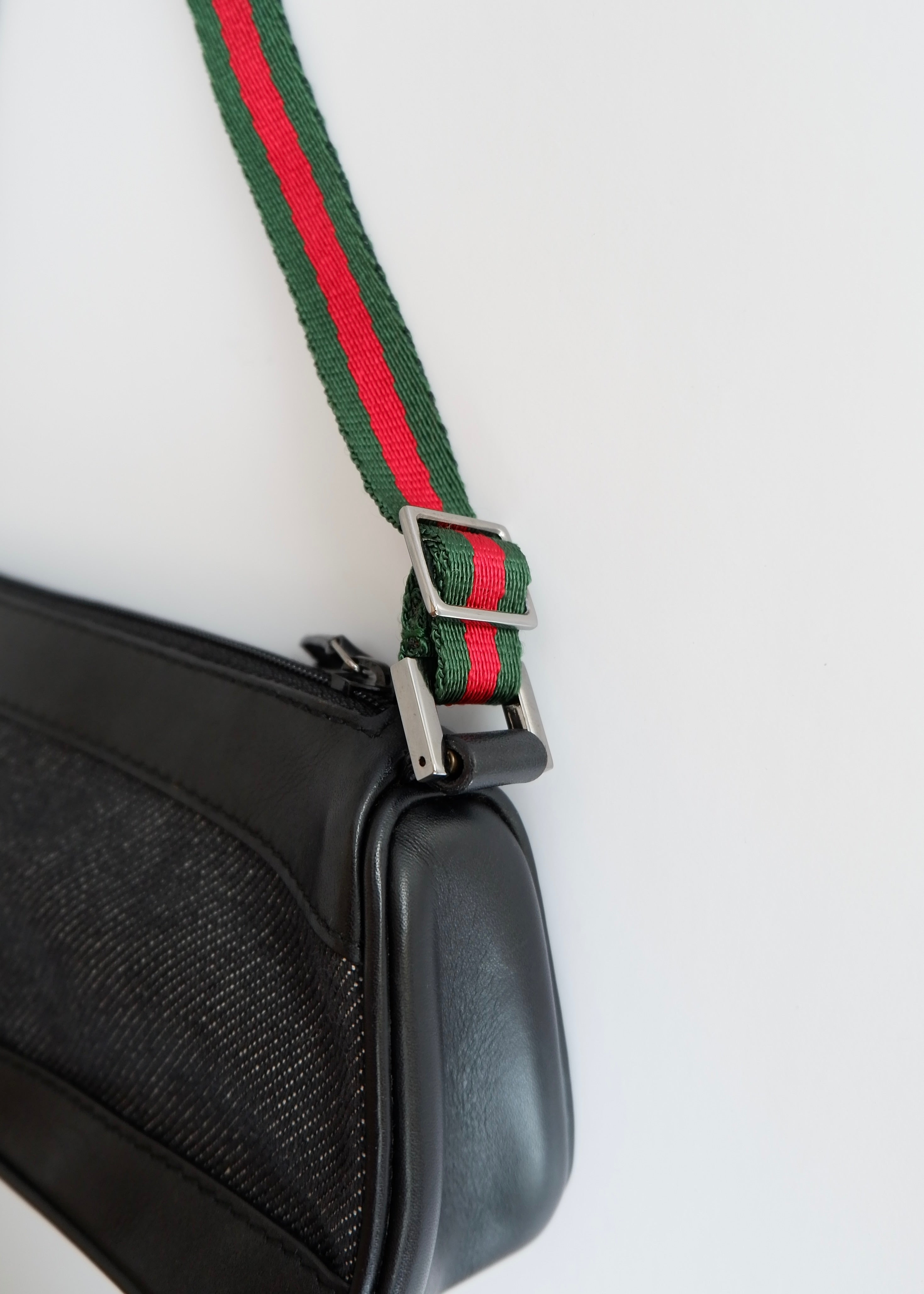 Authentic Preowned Gucci Black Denim/ Leather Sherry Line Micro Shoulder Bag