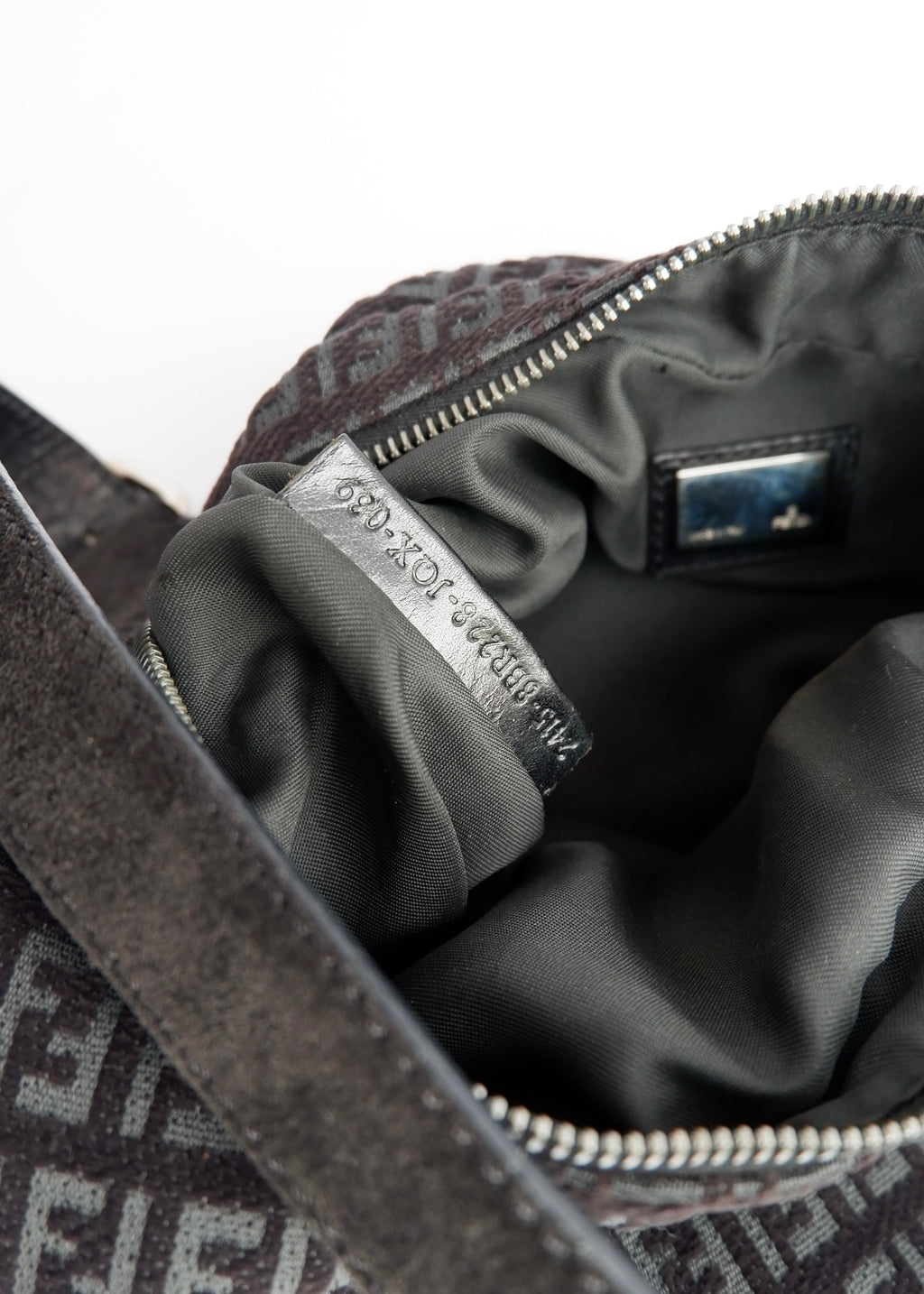 Authentic Preowned Fendi Black Suede Zucchino Oyster Shoulder Bag