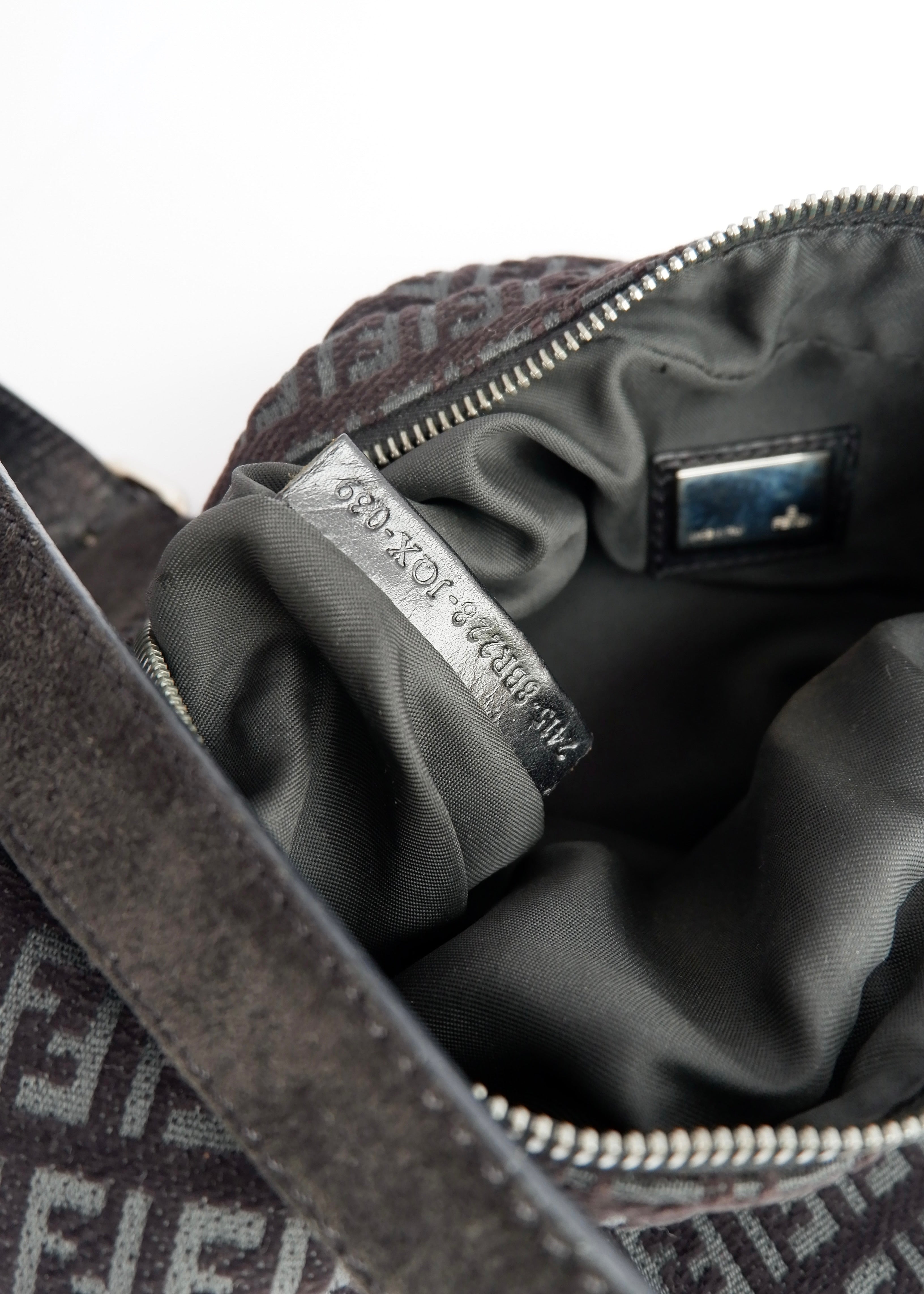 Authentic Preowned Fendi Black Suede Zucchino Oyster Shoulder Bag