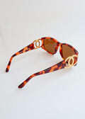 Preowned Vintage Chanel Brown Acetate Tortoise Square Frame Sunglasses