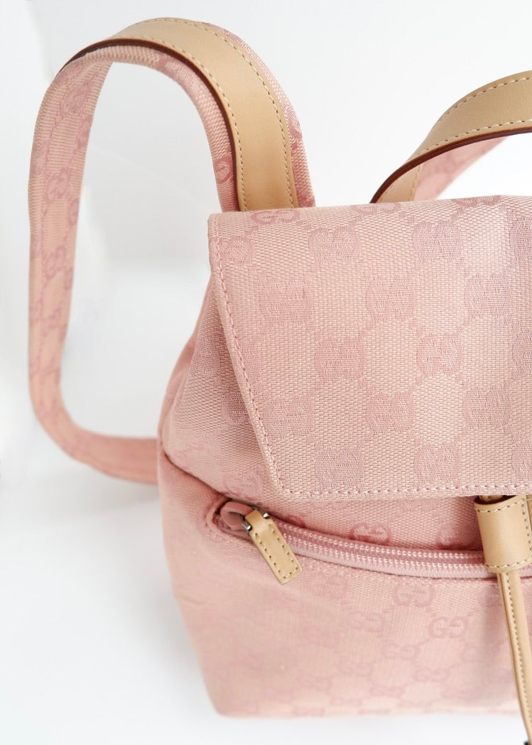 Preowned Vintage Gucci Pink GG Canvas Mini Backpack