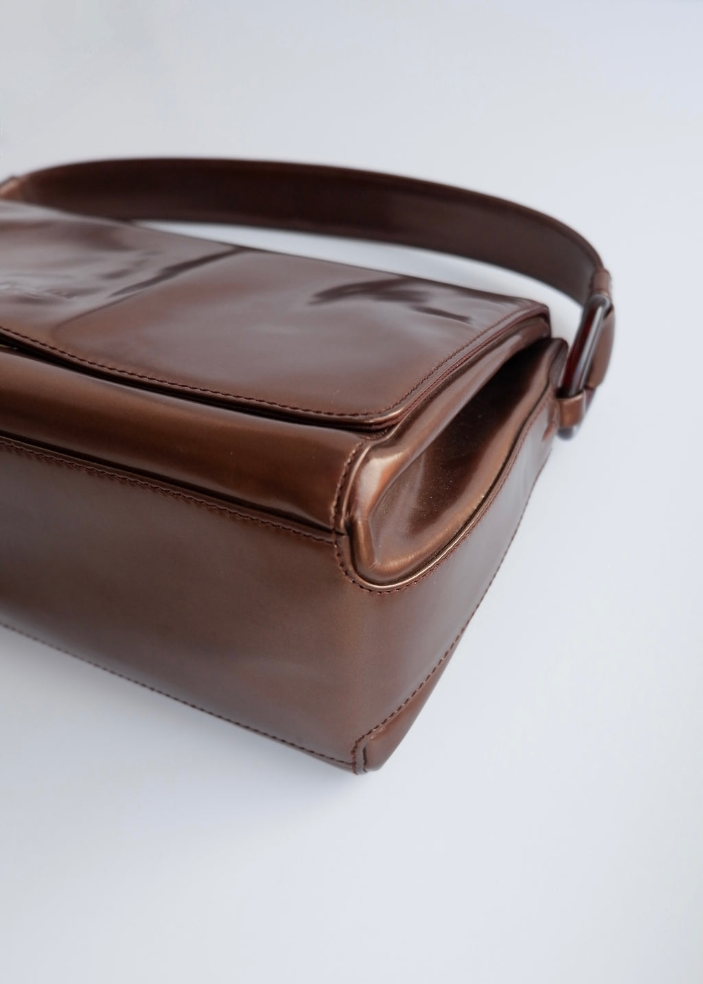 Authentic Preowned Prada Bronze Patent Leather Handbag