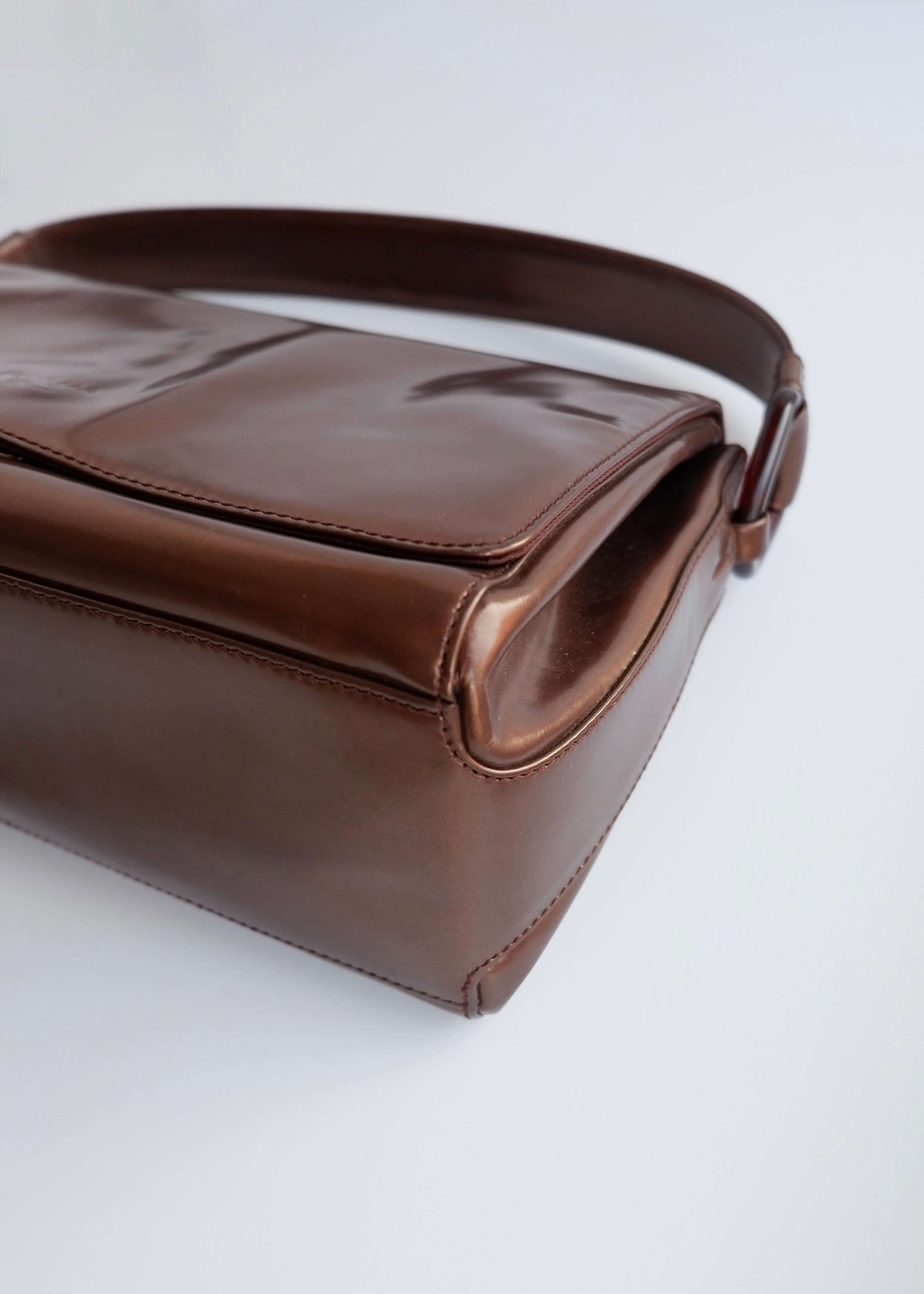 Authentic Preowned Prada Bronze Patent Leather Handbag