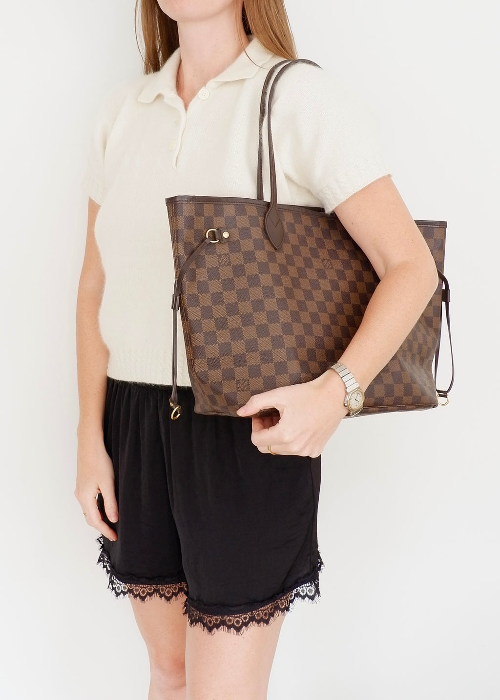 Preowned Louis Vuitton Damier Ebene Neverfull MM