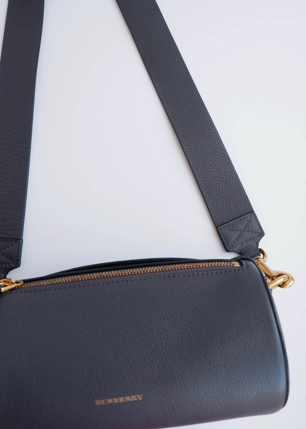 Authentic Preowned Burberry Navy Leather Barrel Two Way Bag