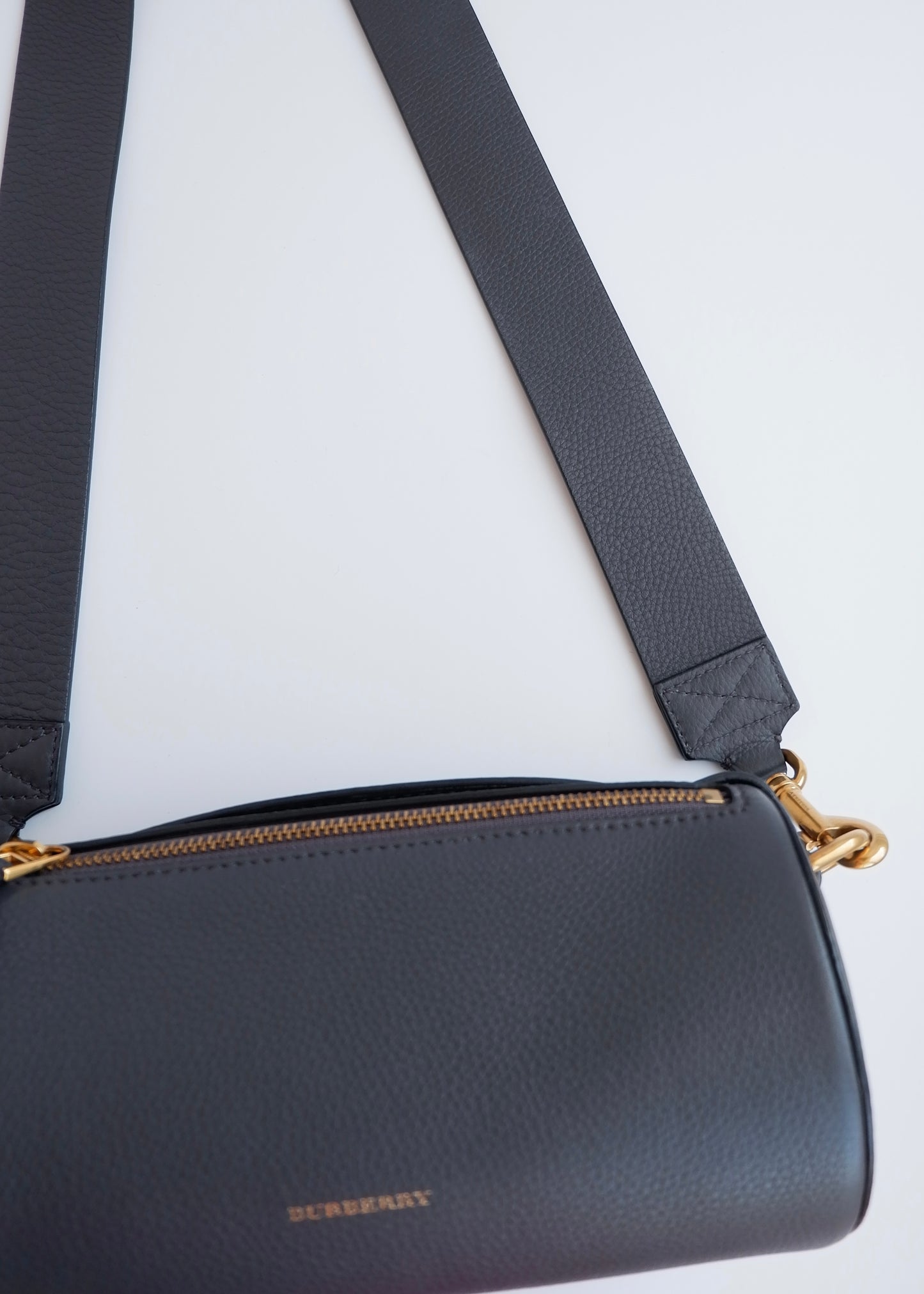 Authentic Preowned Burberry Navy Leather Barrel Two Way Bag