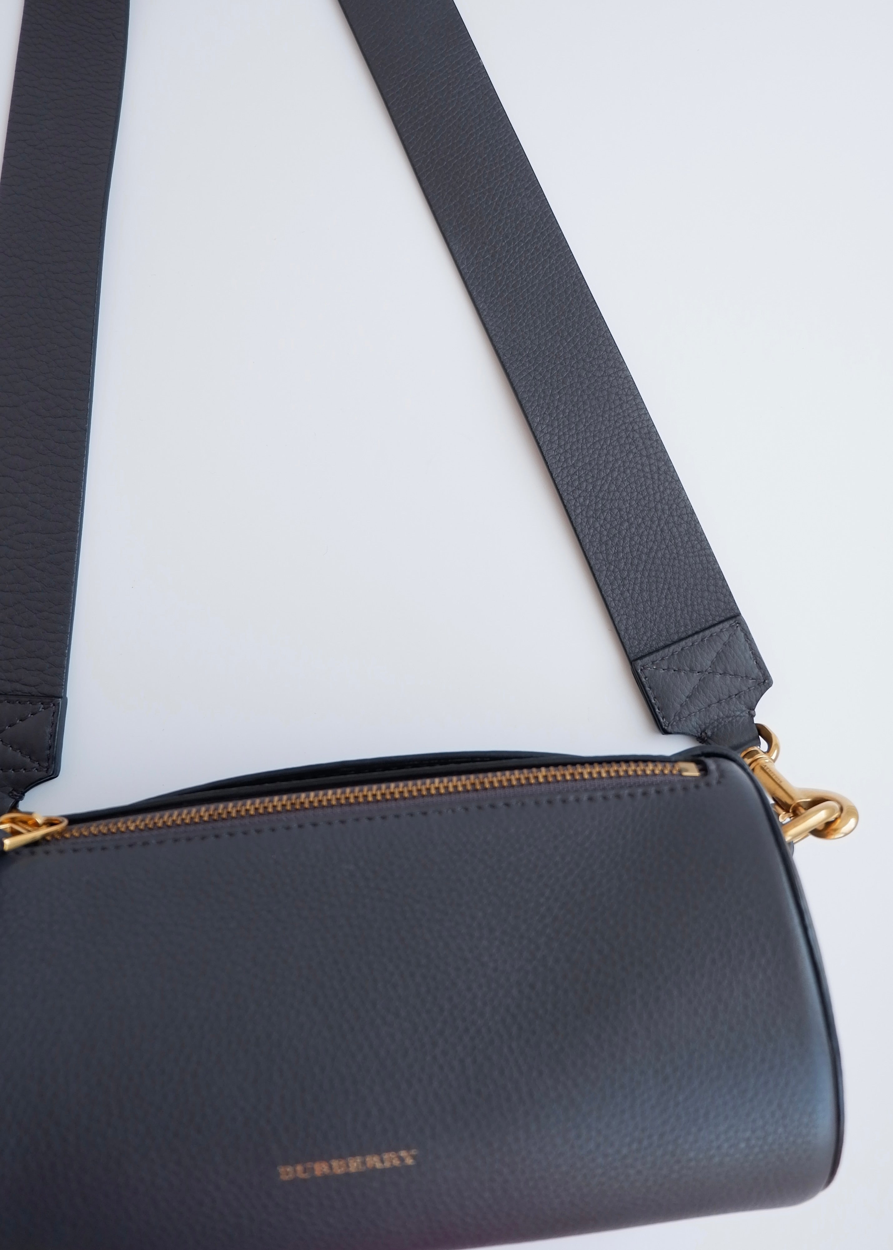 Authentic Preowned Burberry Navy Leather Barrel Two Way Bag