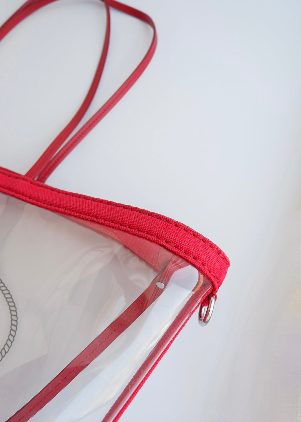Authentic Preowned Prada Red Canvas/ Transparent Tote Bag
