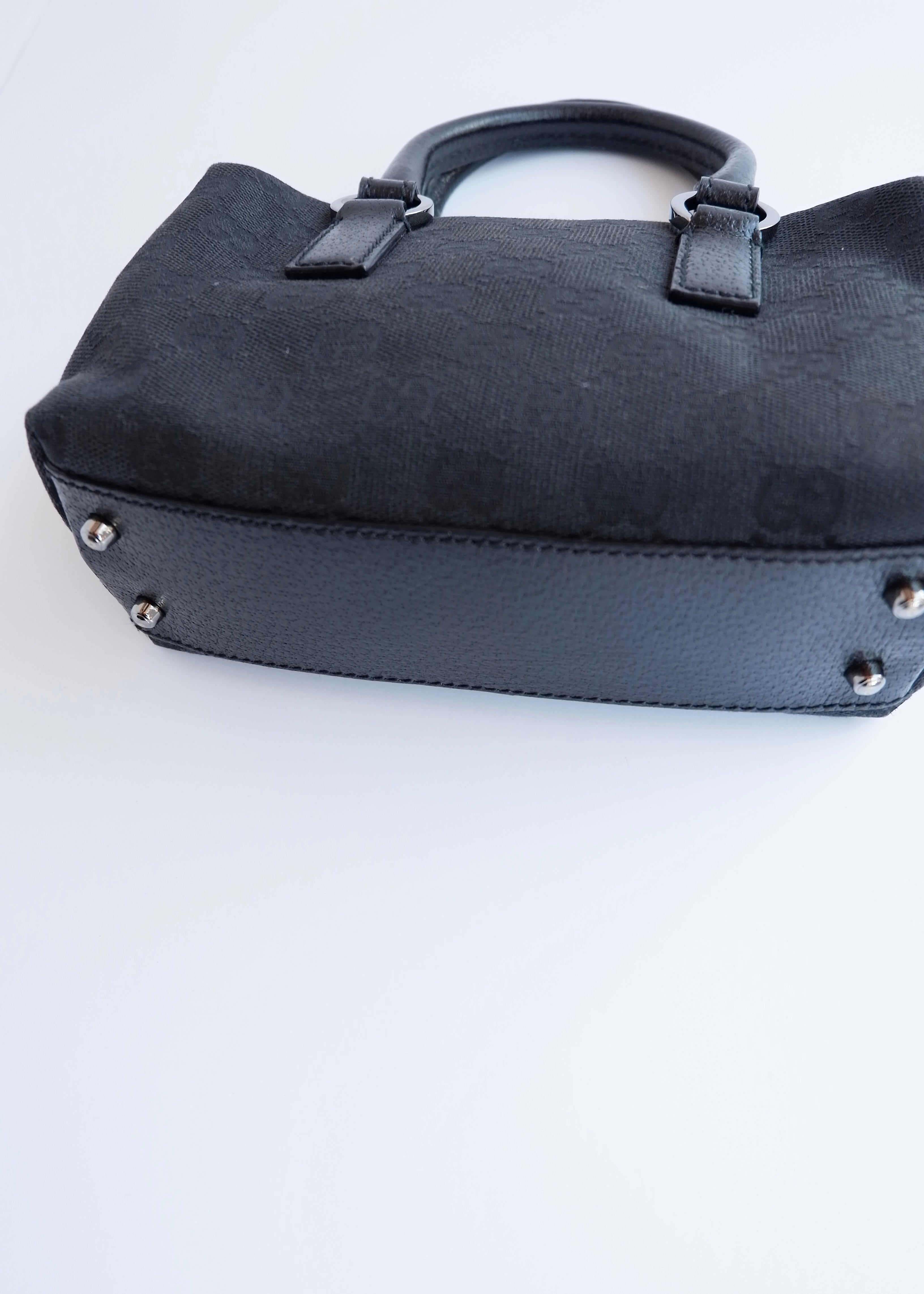 Authentic Preowned Gucci Black GG Canvas Mini Boston Bag