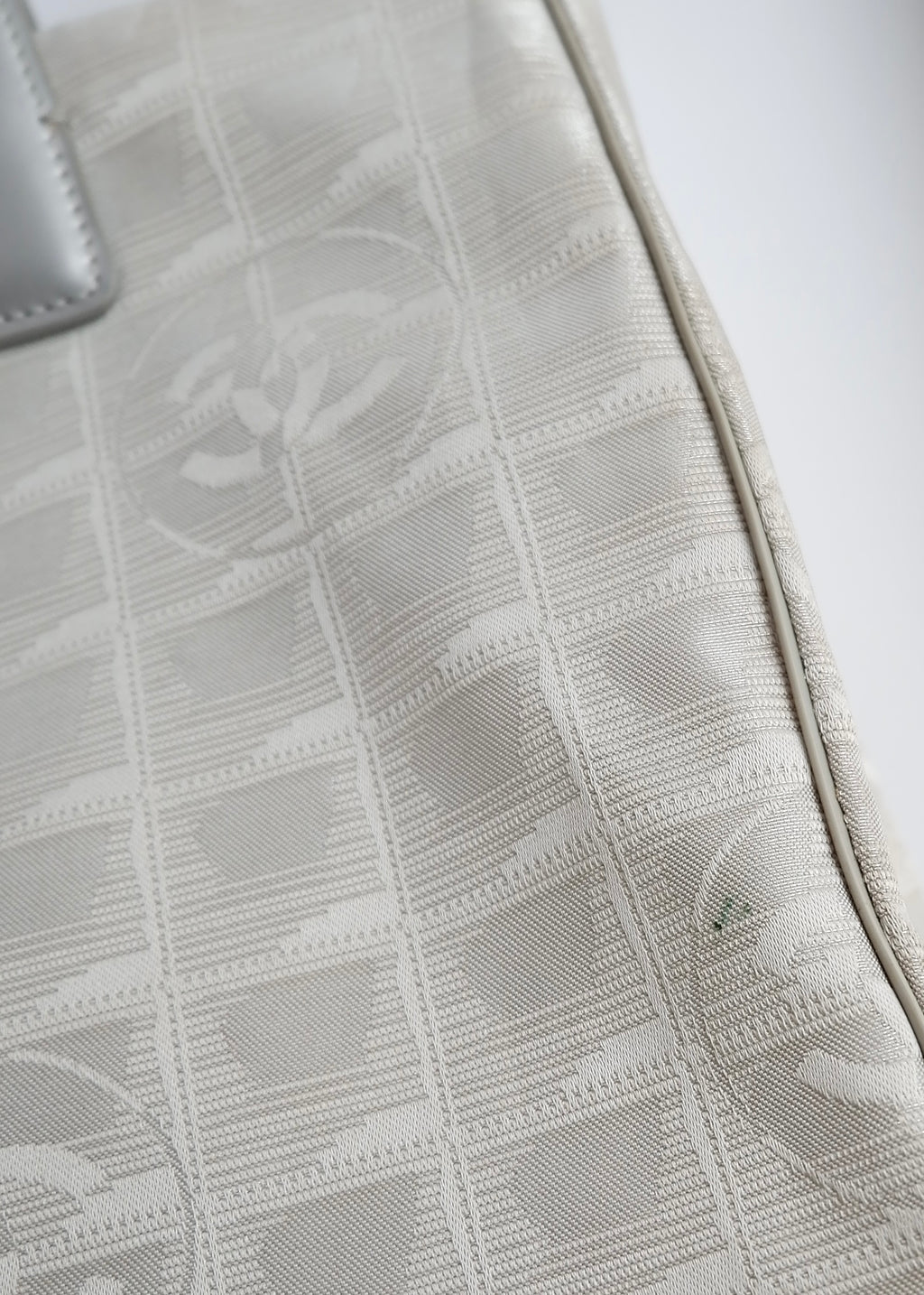 Authentic Preowned Chanel Silver Canvas New Travel Line Tote Bag