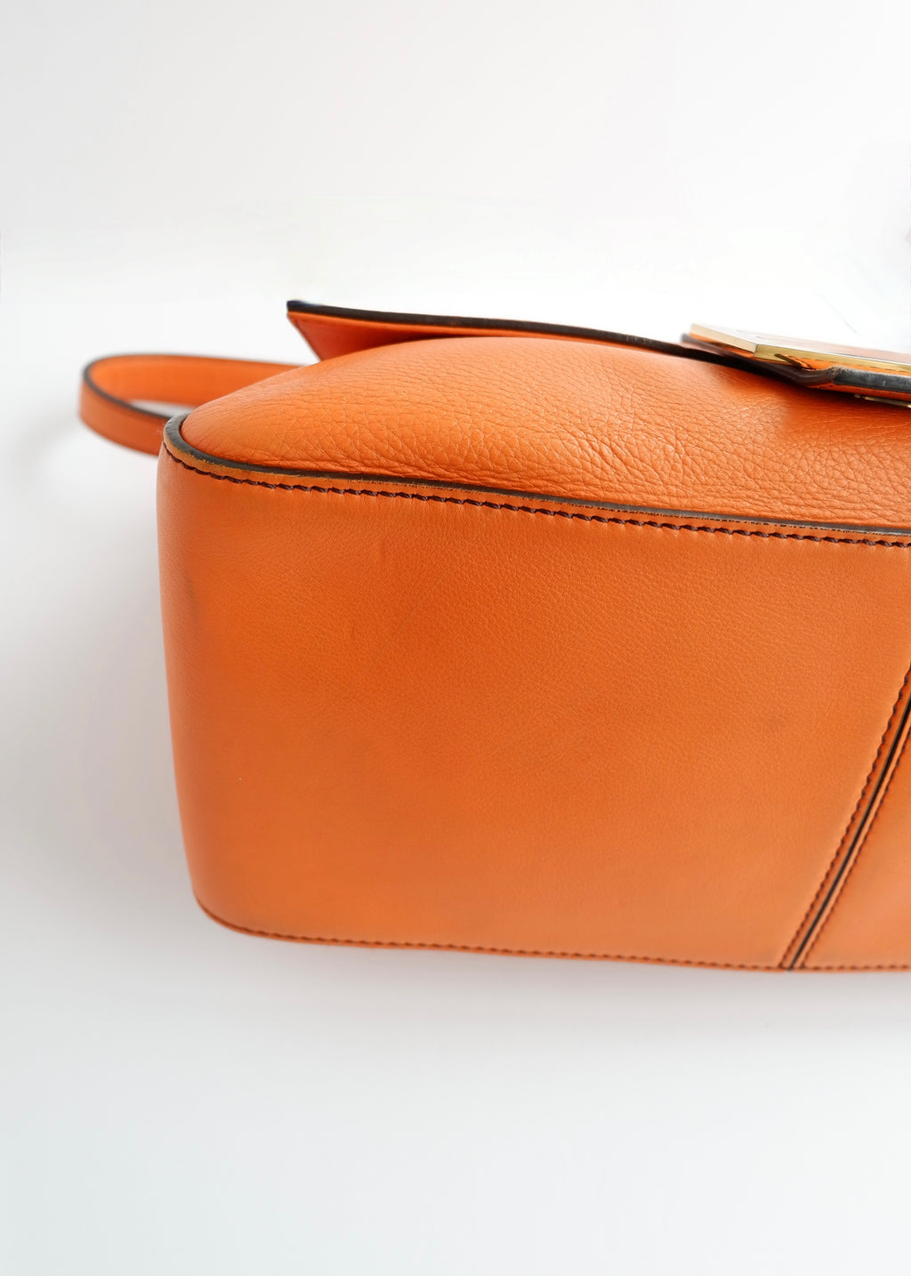 Authentic Preowned Fendi Orange Leather Mamma Baguette