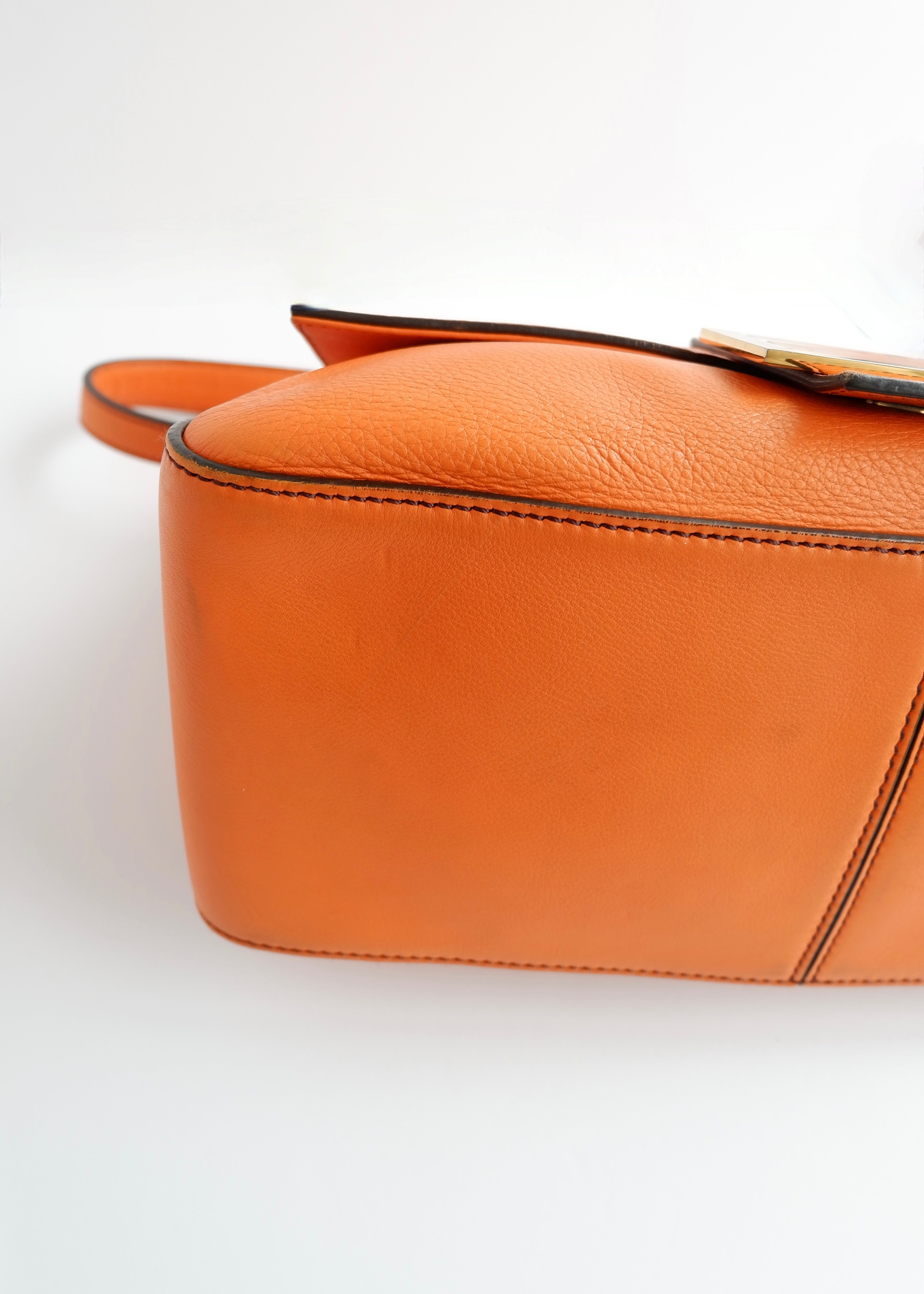 Authentic Preowned Fendi Orange Leather Mamma Baguette