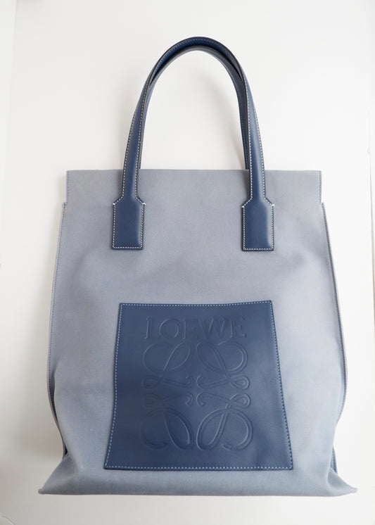 Authentic Preowned Loewe Blue Canvas/Leather Tote Bag