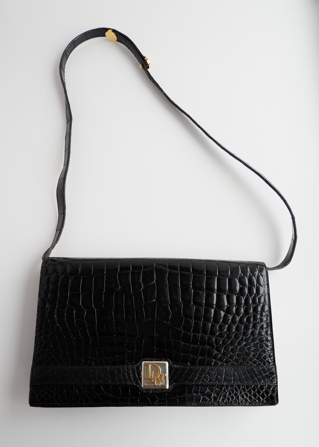 Authentic Preowned Vintage Dior Black Patent Leather Shoulder Bag
