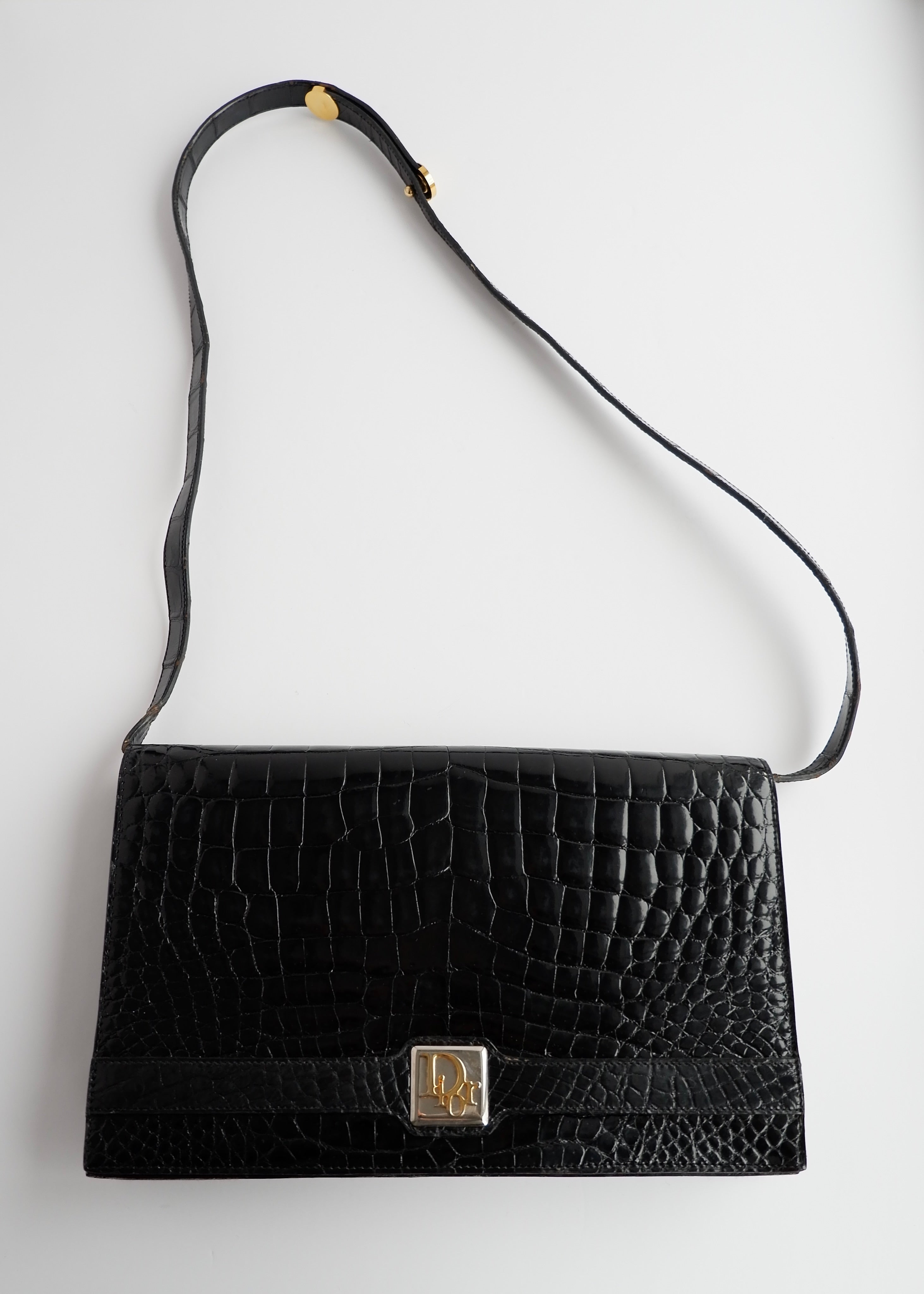 Authentic Preowned Vintage Dior Black Patent Leather Shoulder Bag
