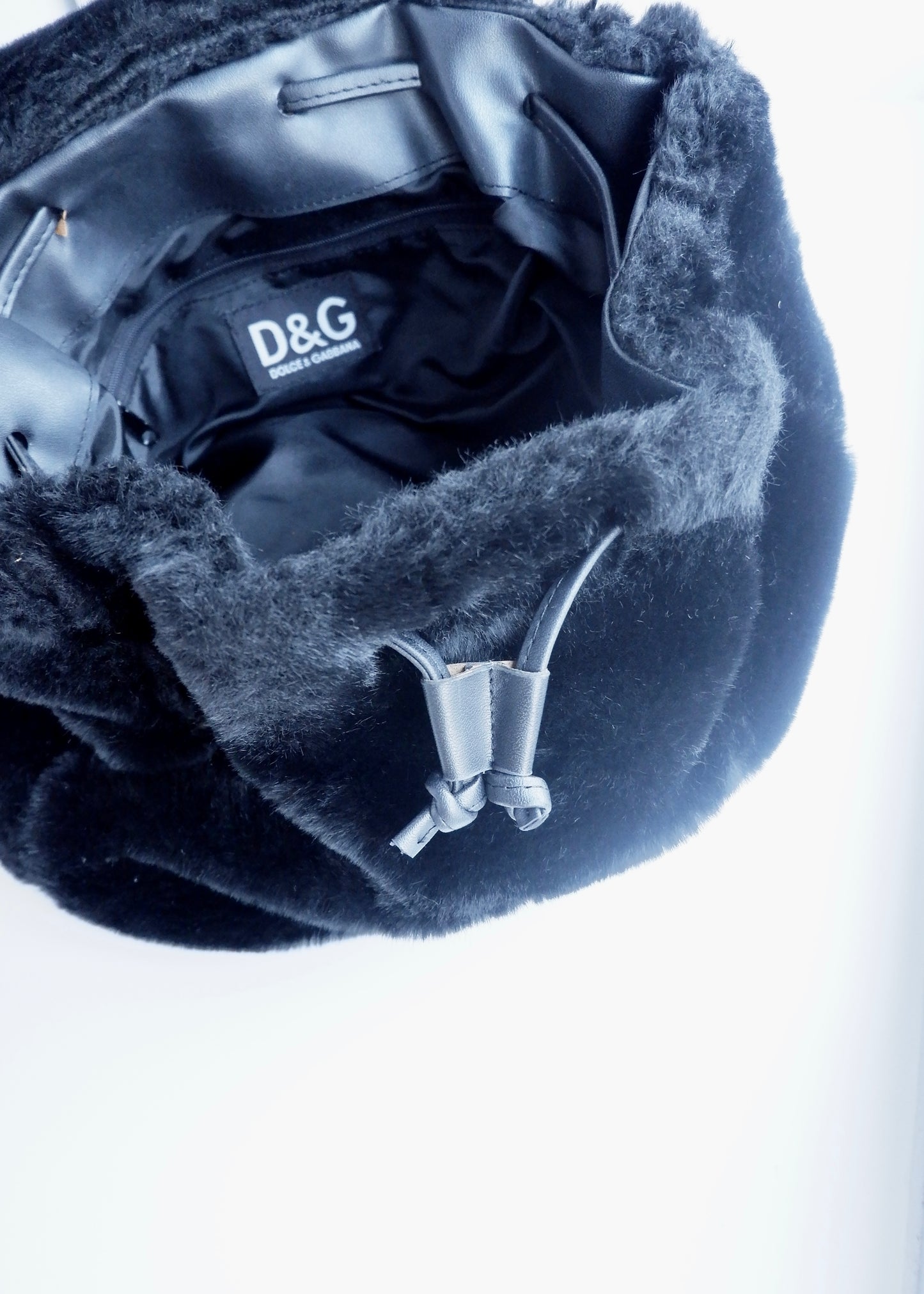 Authentic Preowned D&G Black/White Faux Fur Backpack