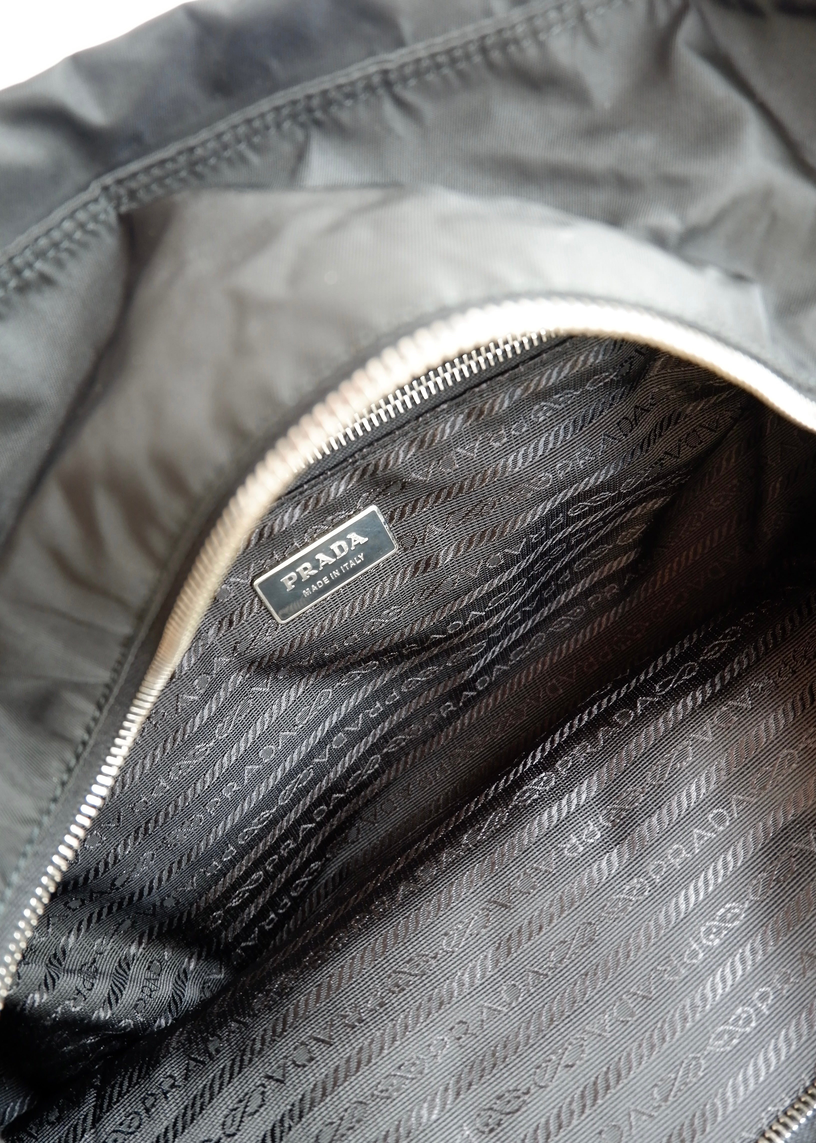 Preowned Prada Black Nylon/Leather Two Way Messenger Tote