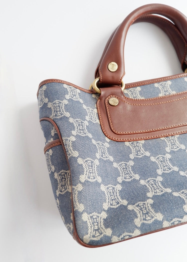 Authentic Preowned Vintage Celine Blue Denim Triomphe Boogie Bag
