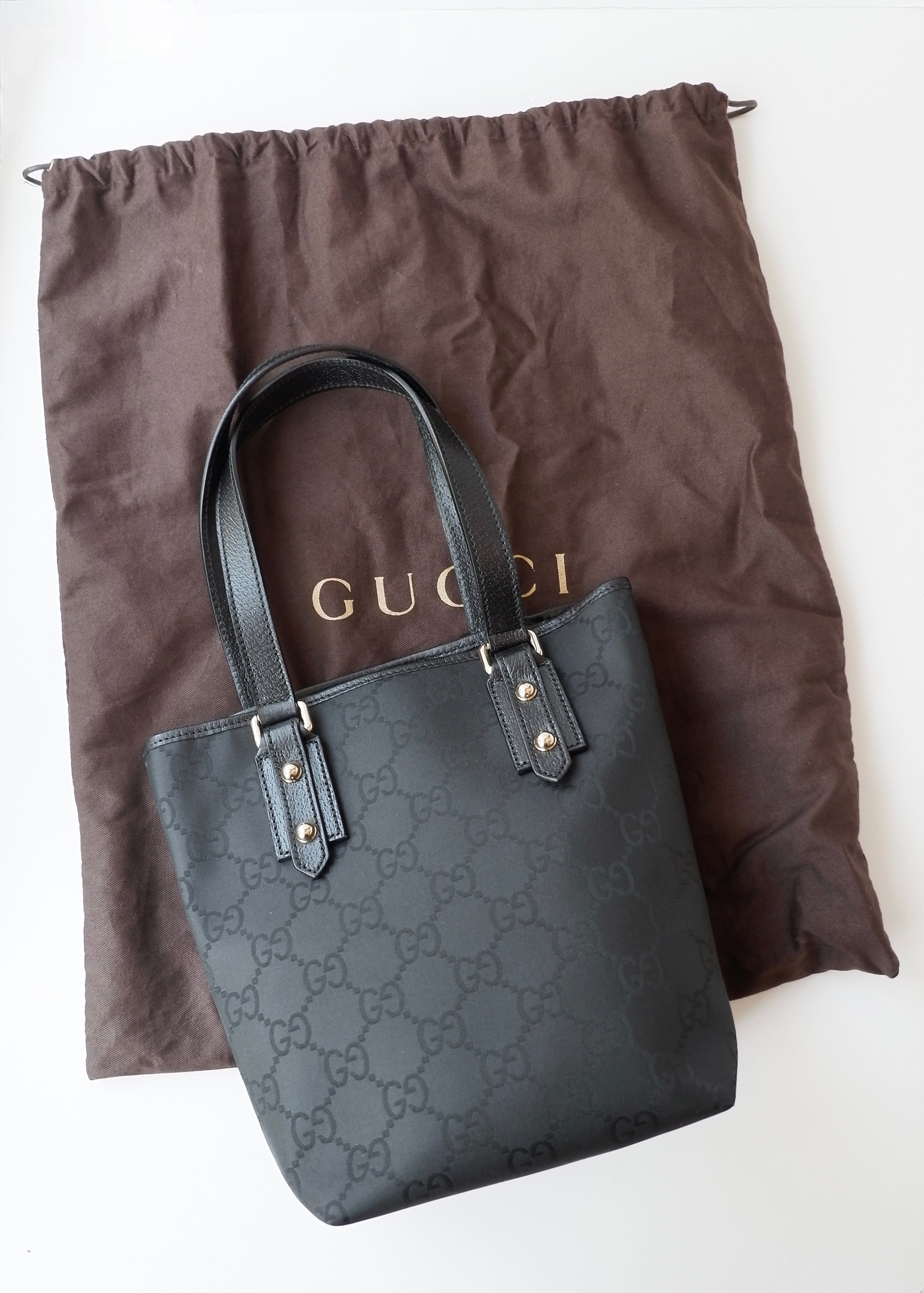 Preowned Gucci Black Large GG Canvas/Leather Shoulder Tote