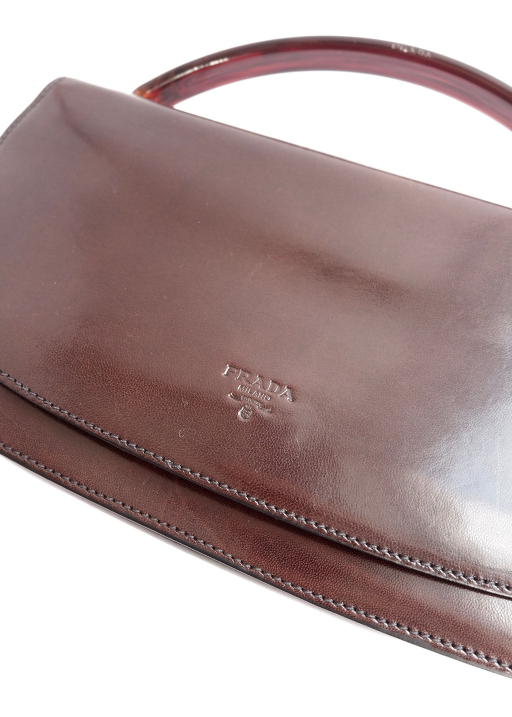 Authentic Preowned Vintage Prada Brown Leather Top Handle Bag