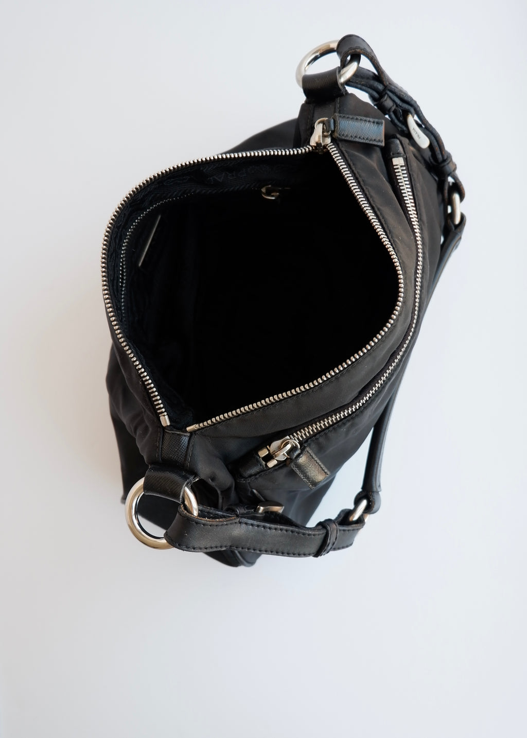 Authentic Preowned Prada Black Nylon Hobo/ Leather Strap Shoulder