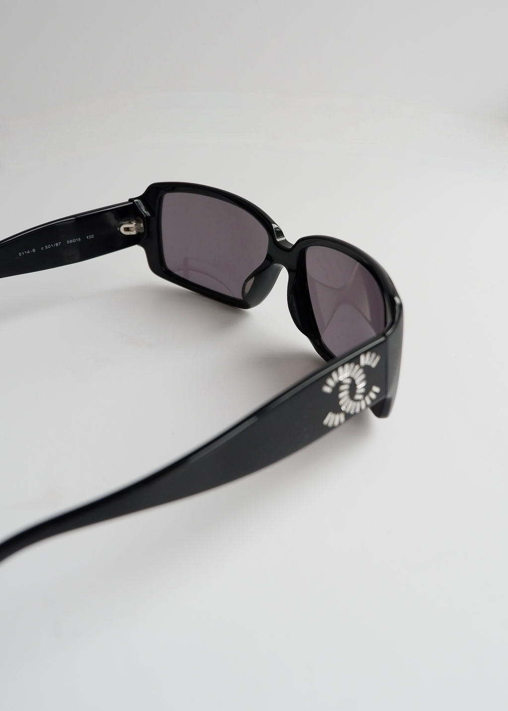 Authentic Preowned Chane Black Square Frame Rhinestone Sunglasses