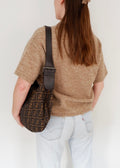 Authentic Preowned Fendi Tobacco Zucca Canvas and Leather Oyster Hobo Shoulder Bag
