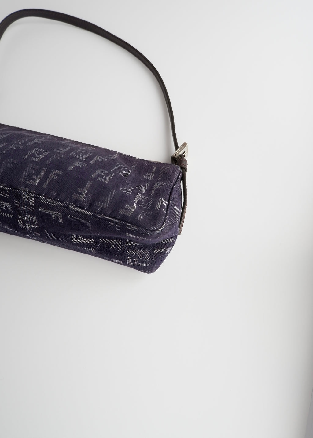 Authentic Preowned Fendi Navy FF Zucchino Small Shoulder Bag