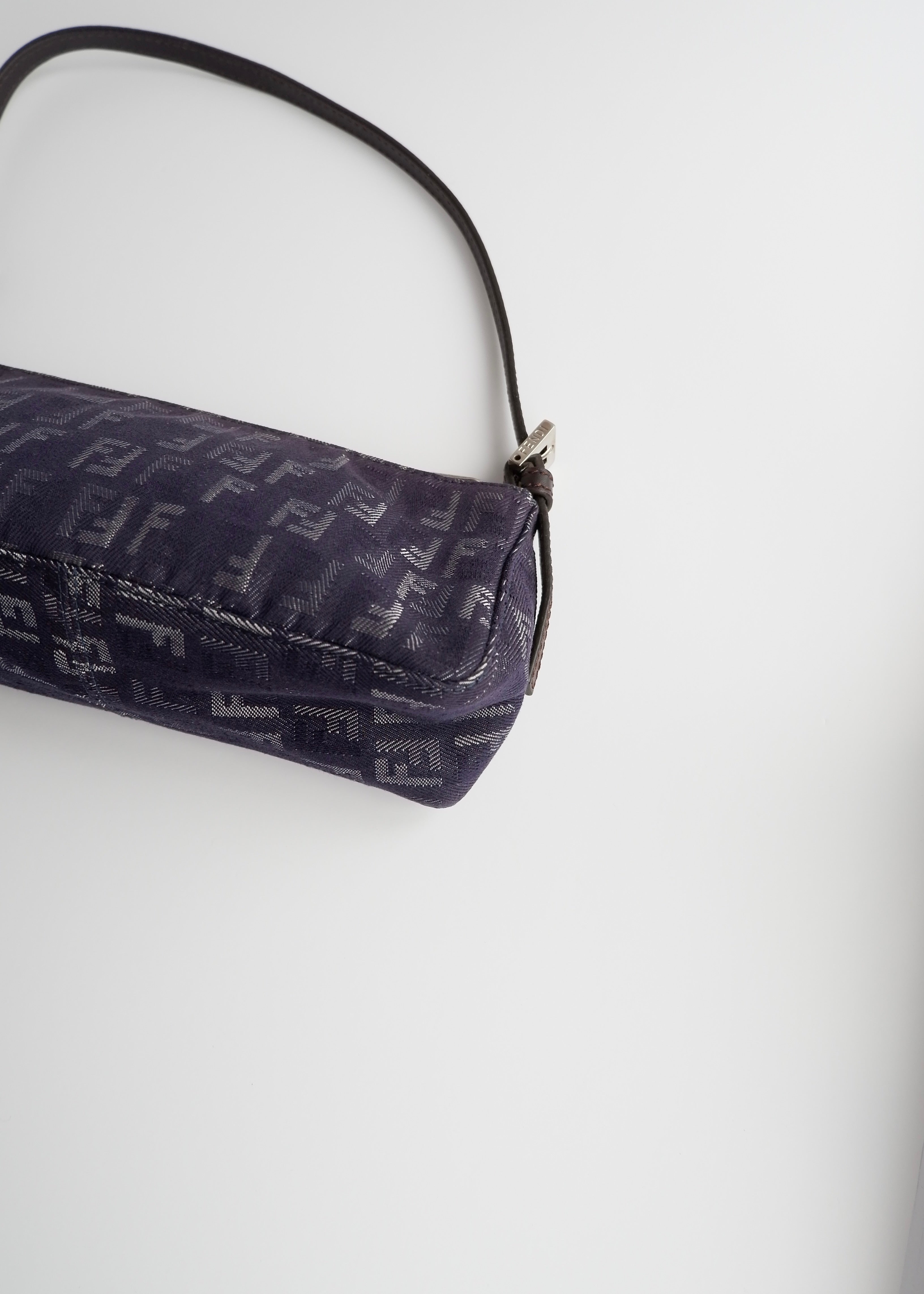 Authentic Preowned Fendi Navy FF Zucchino Small Shoulder Bag