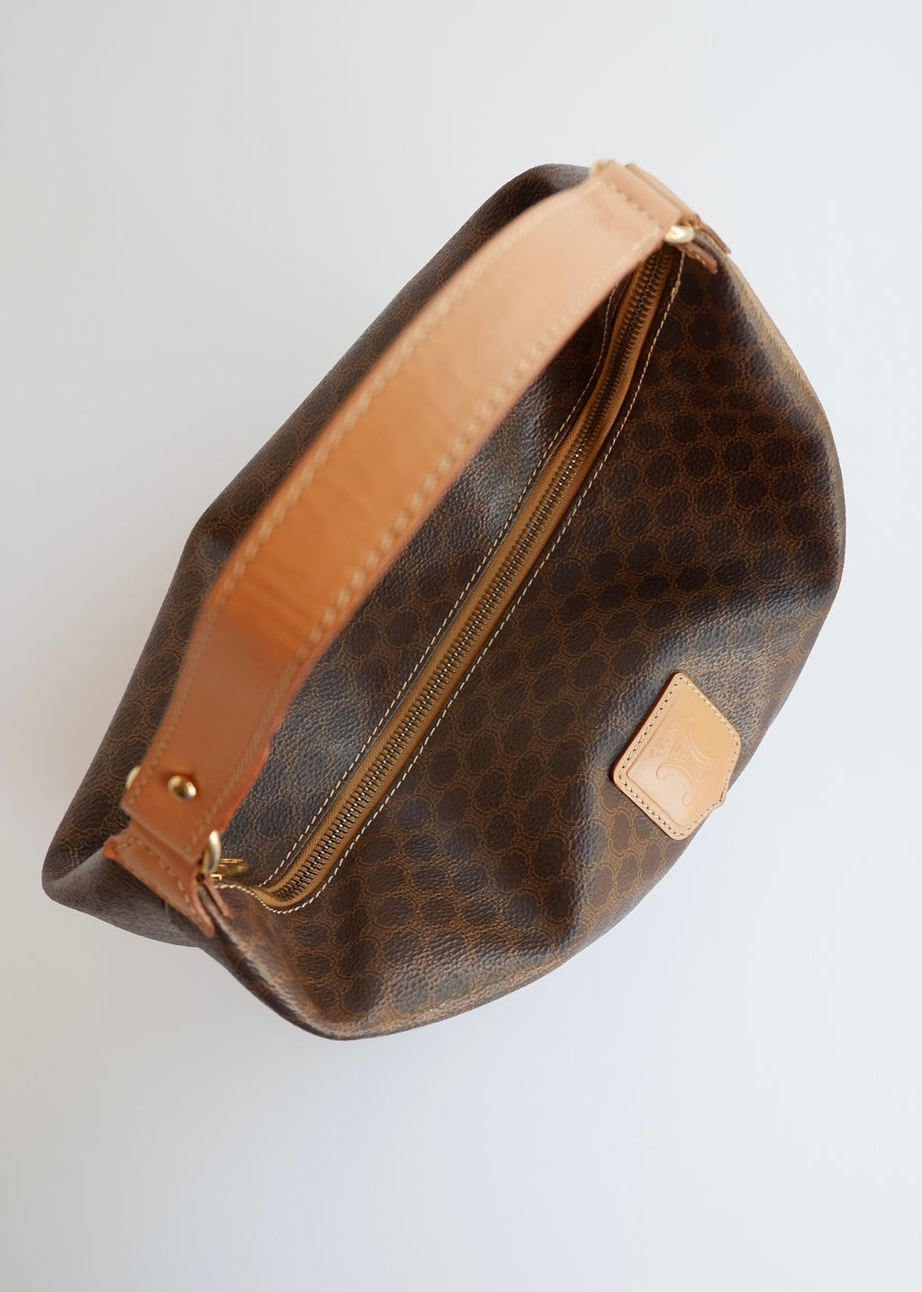 Preowned Vintage Celine Brown Macadam Print Shoulder Bag