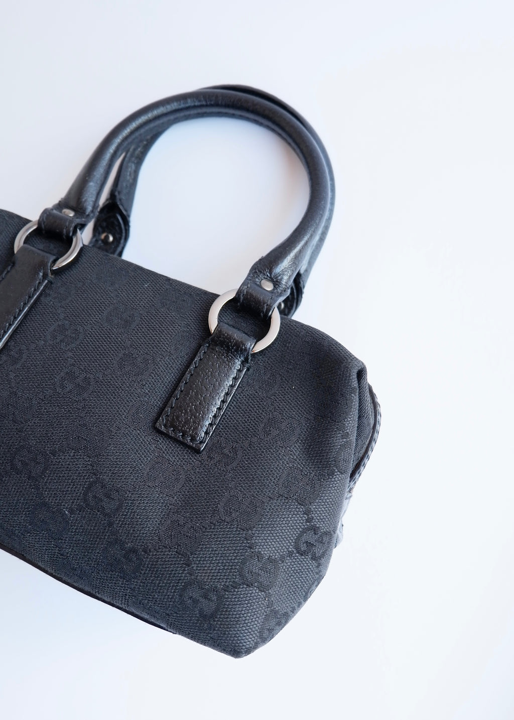 Authentic Preowned Gucci Black GG Canvas Mini Boston Bag
