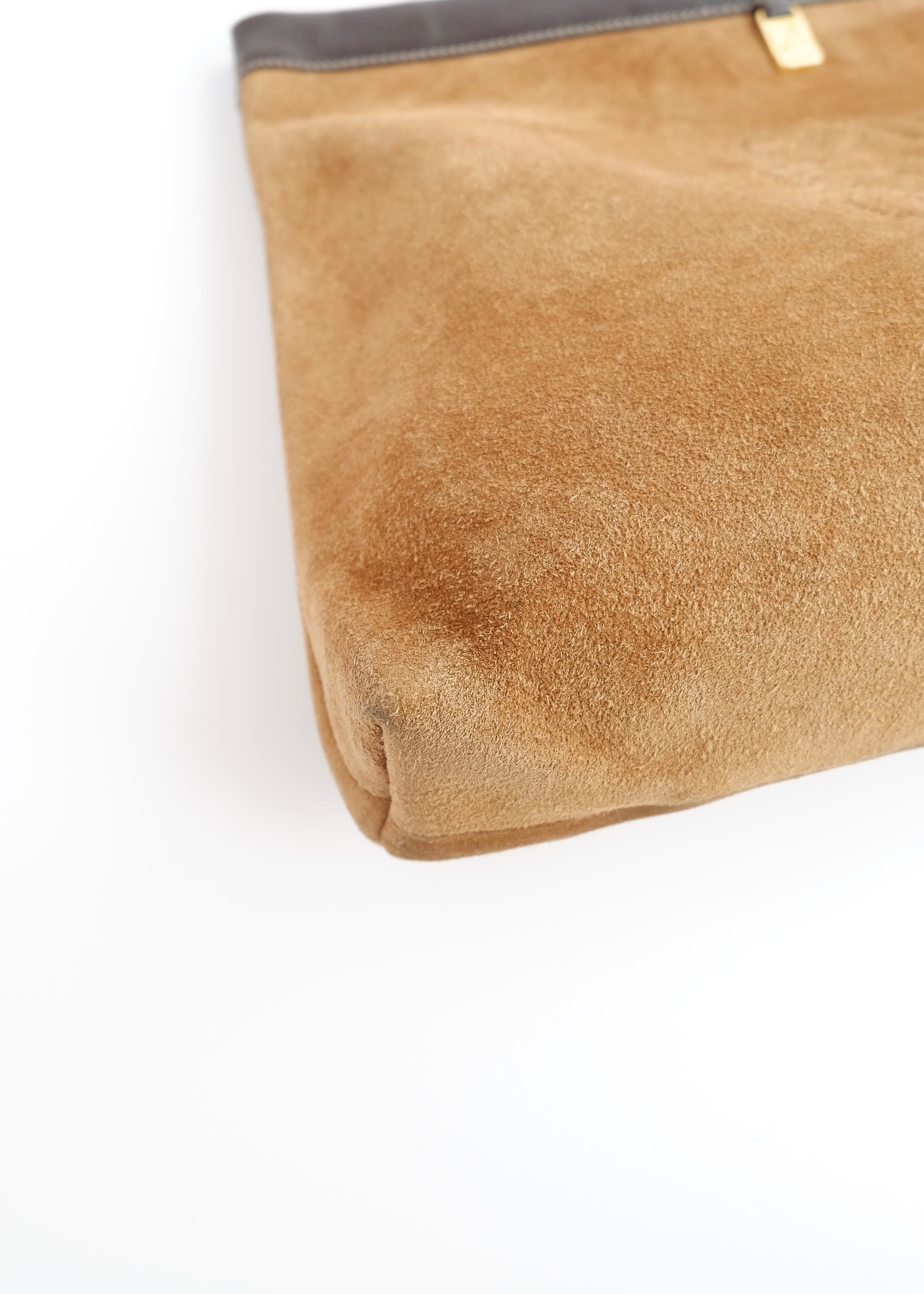 Authentic Preowned Loewe Brown Suede Oversized Clutch Bag