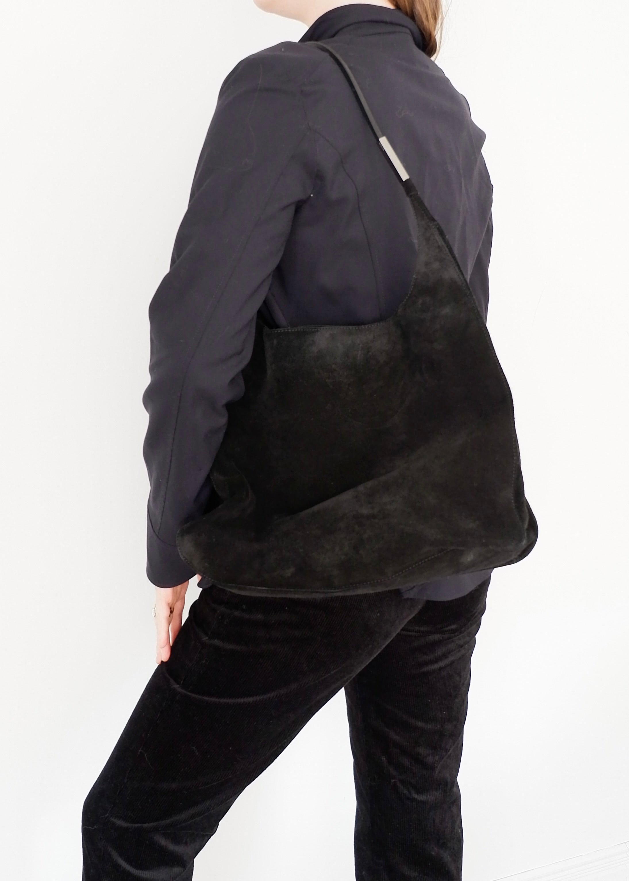 Authentic Preowned Gucci Black Suede Hobo Shoulder Bag