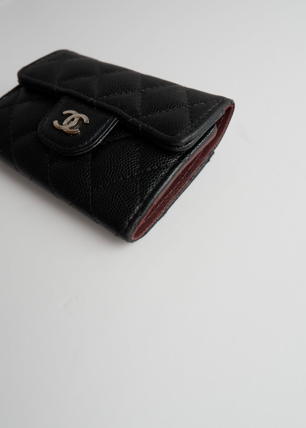 Authentic Preowned Chanel Black Caviar Leather Key Case/ Card Holder