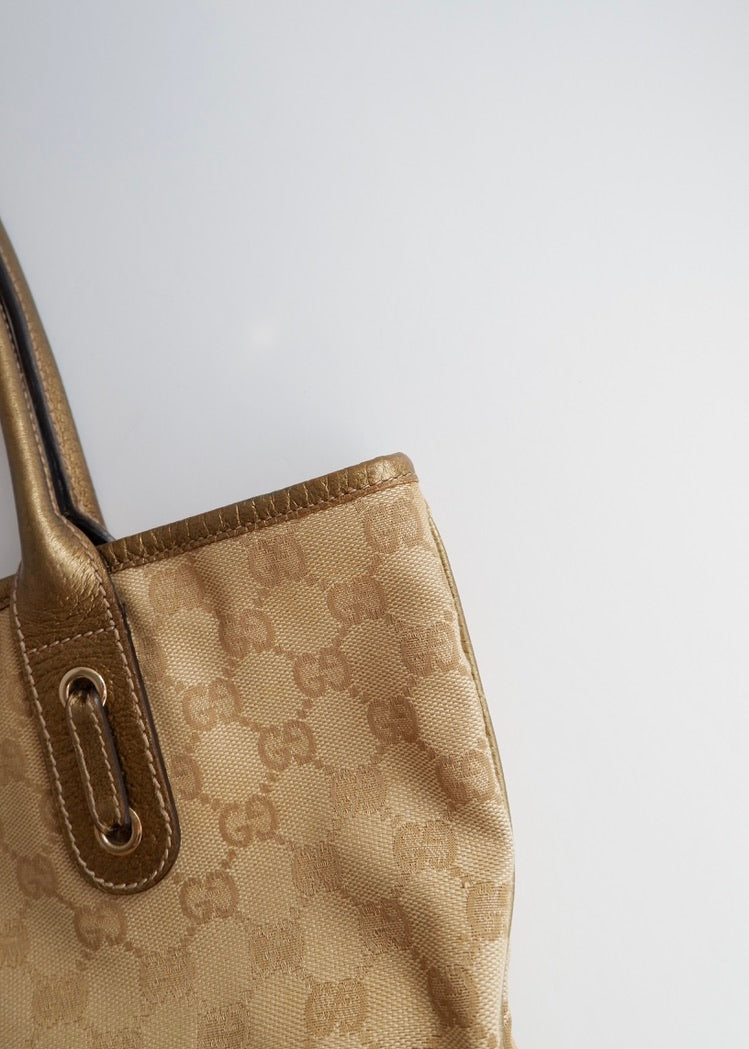 Authentic Preowned Gucci Gold GG Canvas Tote Bag